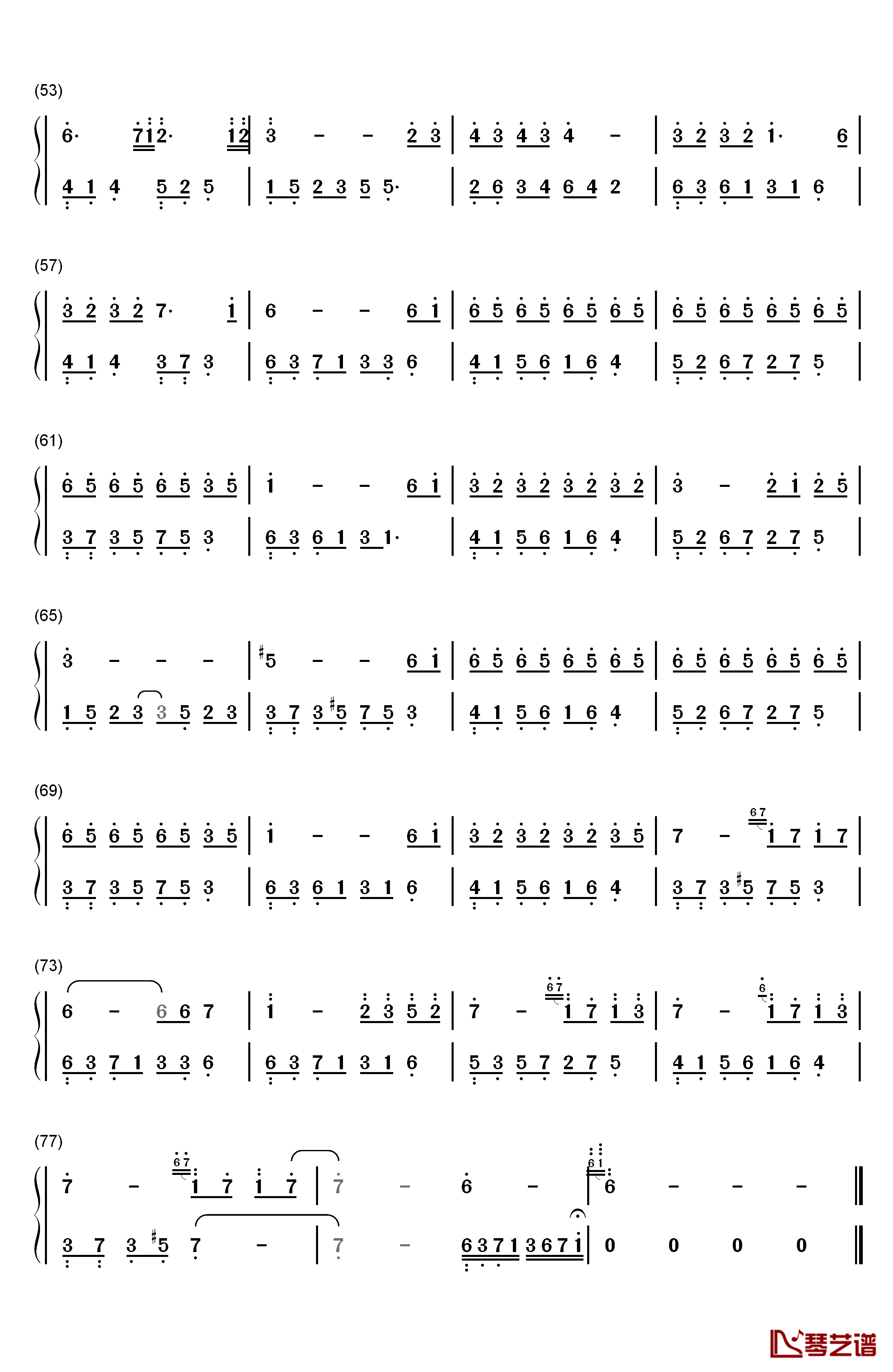 夜的钢琴曲 6钢琴简谱-数字双手-石进3