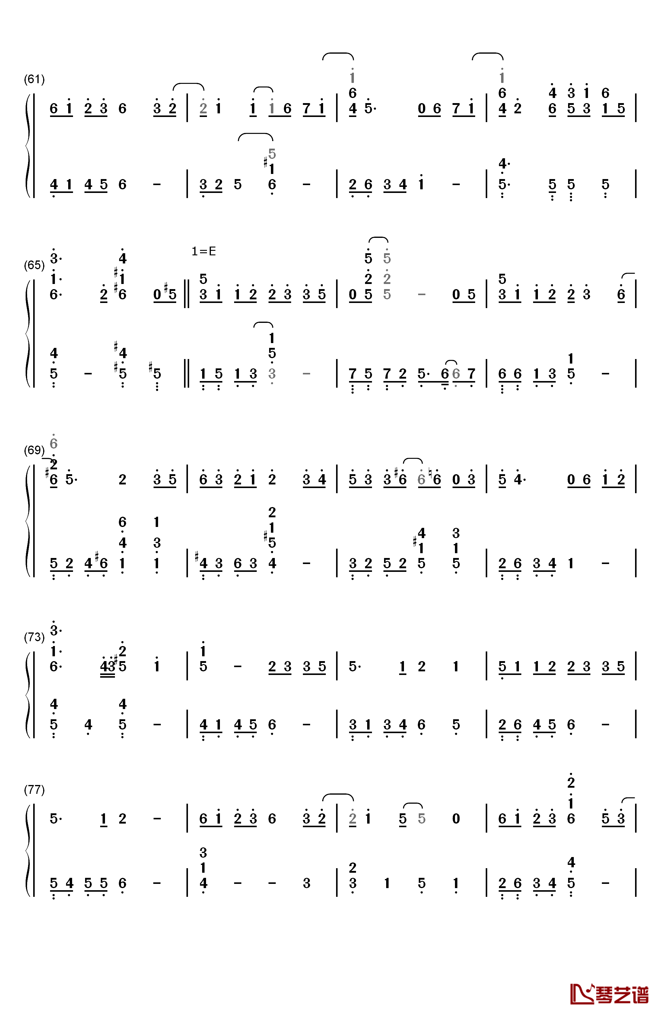 浮生未歇钢琴简谱-数字双手-HITA 音频怪物4