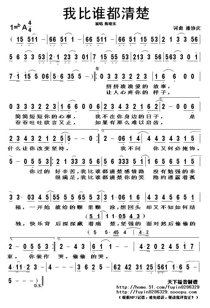我比谁都清楚简谱-陈晓东演唱1