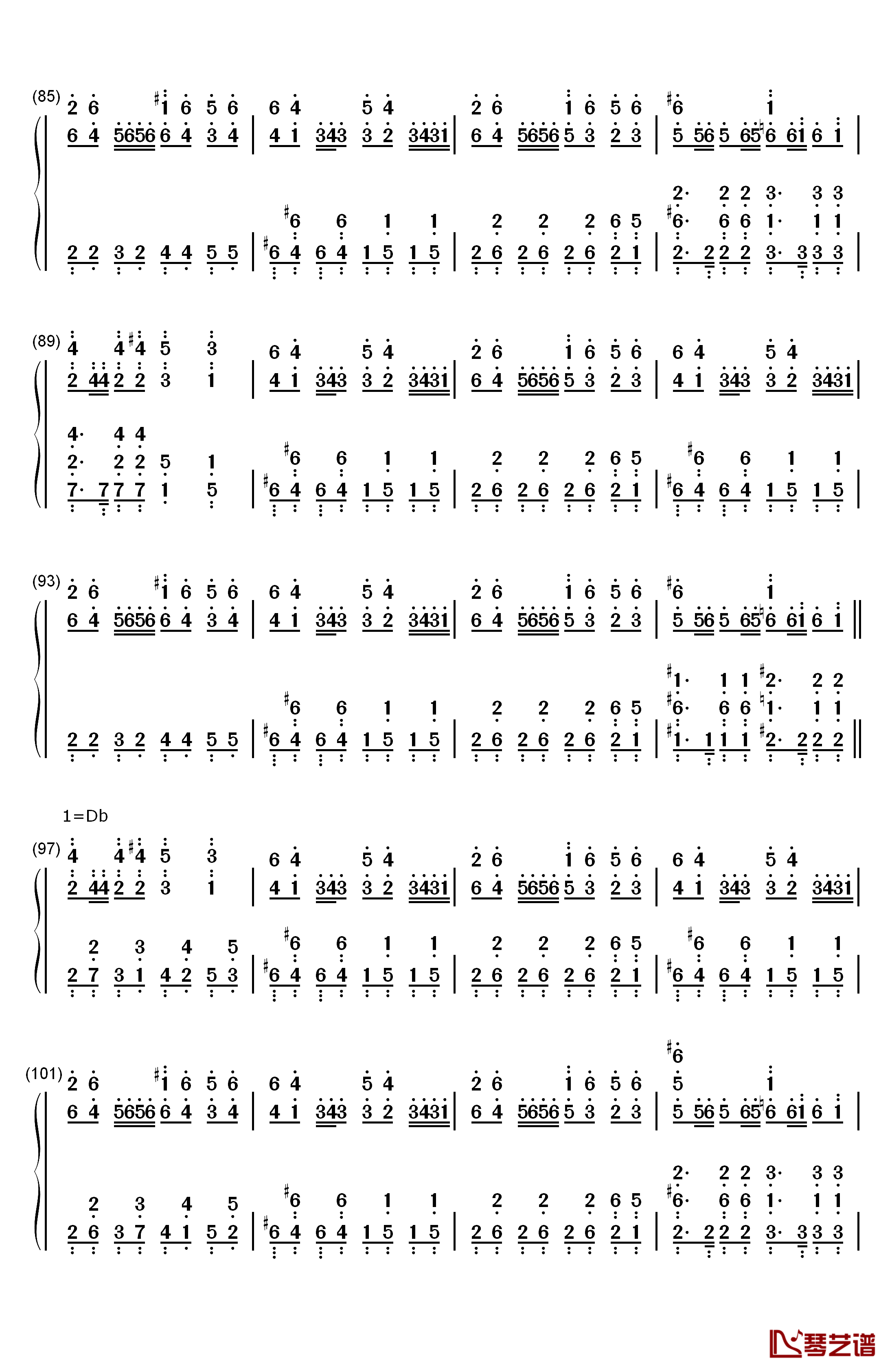 Night of Nights钢琴简谱-数字双手-东方Project5