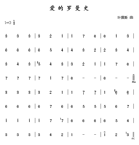 爱的罗曼史1简谱1