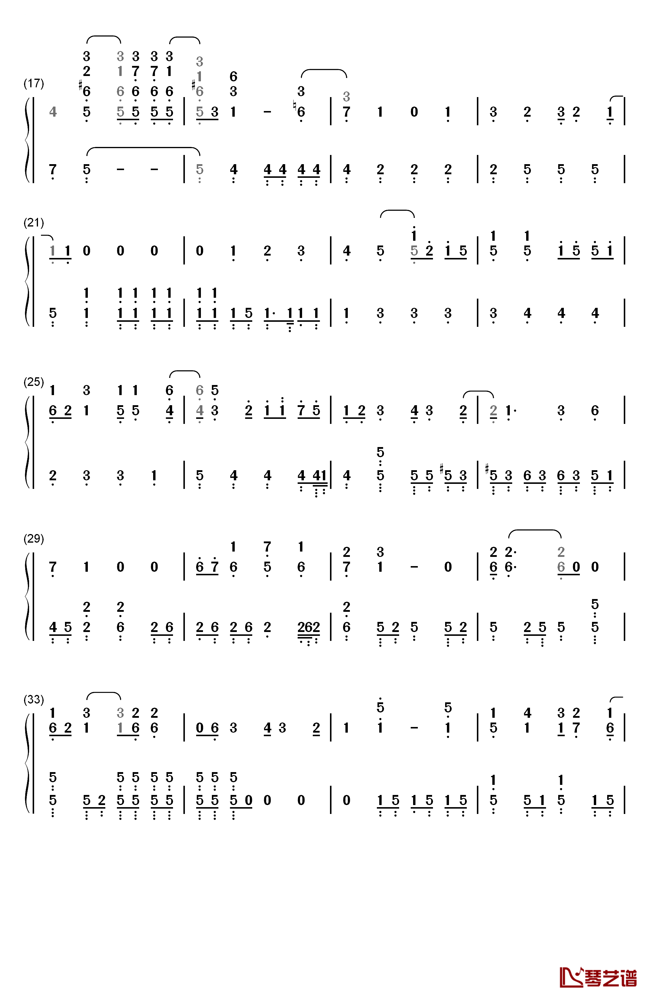 ボタン钢琴简谱-数字双手-PENGUIN RESEARCH2