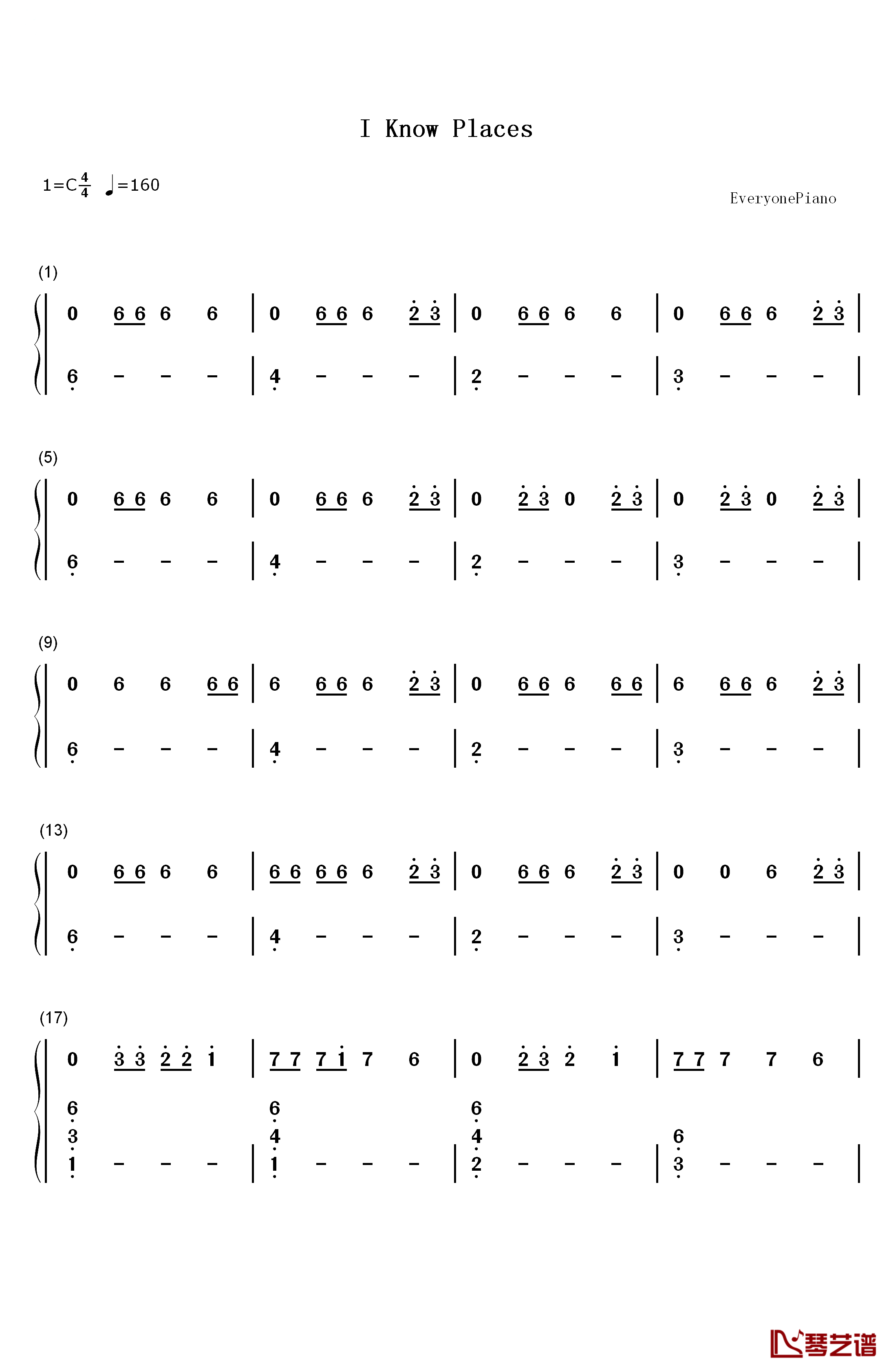 I Know Places钢琴简谱-数字双手-Taylor Swift1