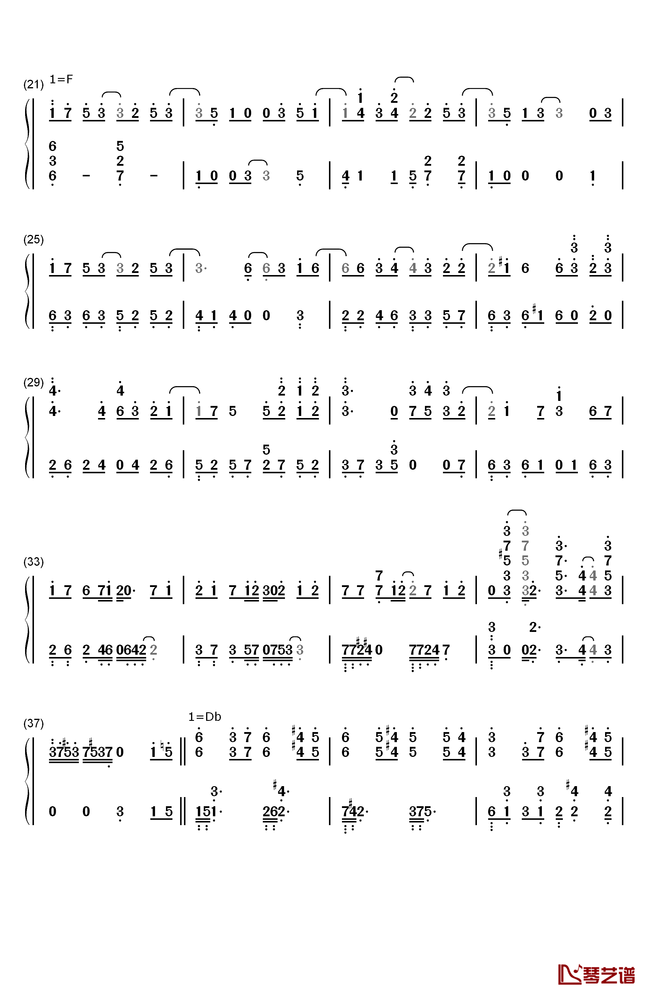 Unfinished钢琴简谱-数字双手-KOTOKO2