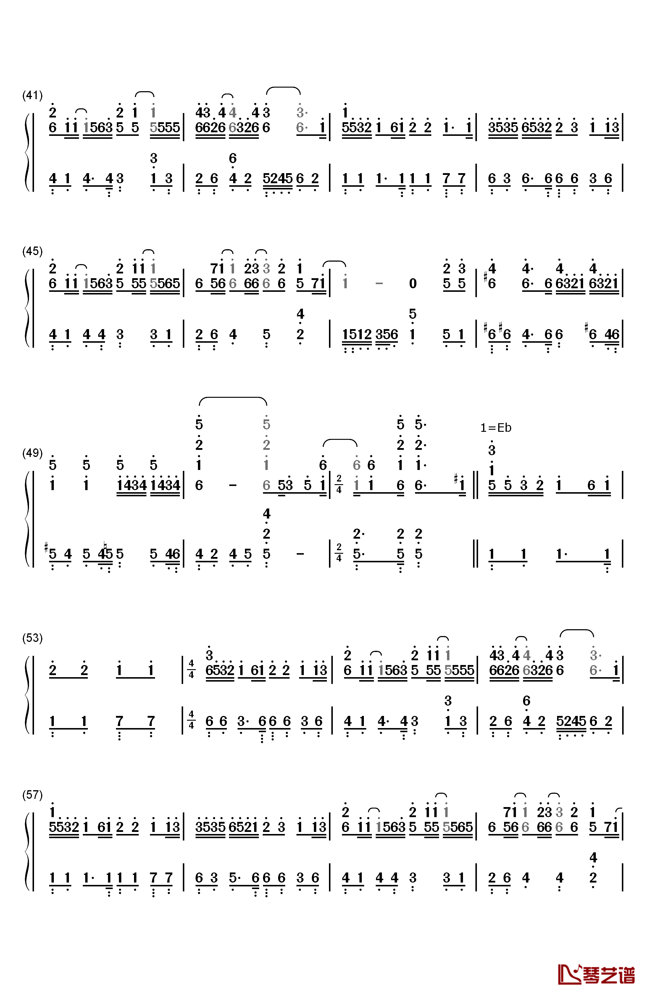 恋人未满钢琴简谱-数字双手-S.H.E3