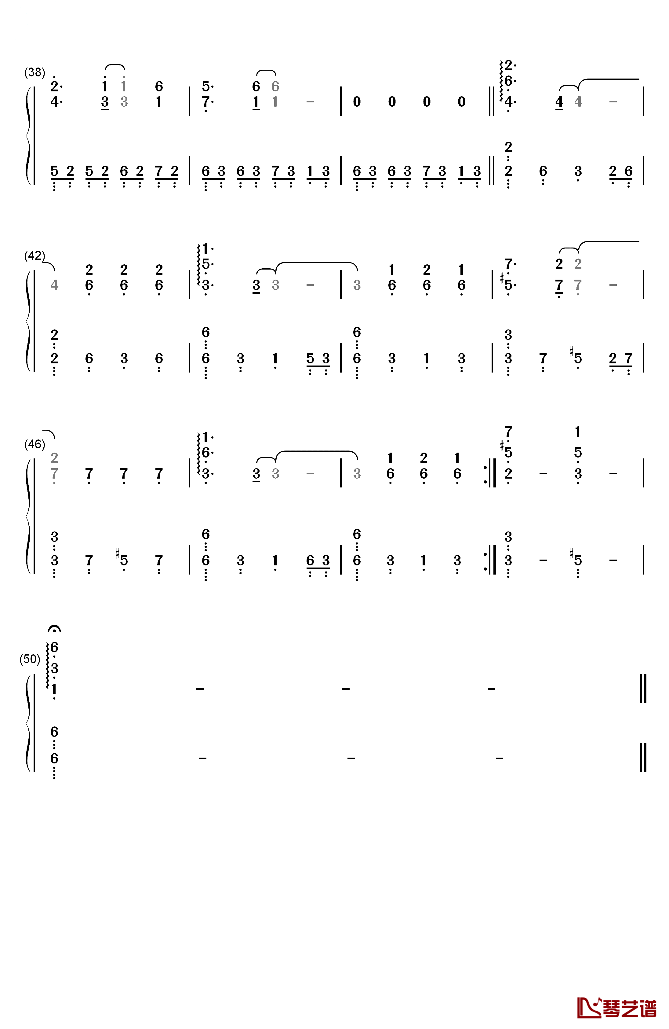 一生所爱钢琴简谱-数字双手-舒淇3