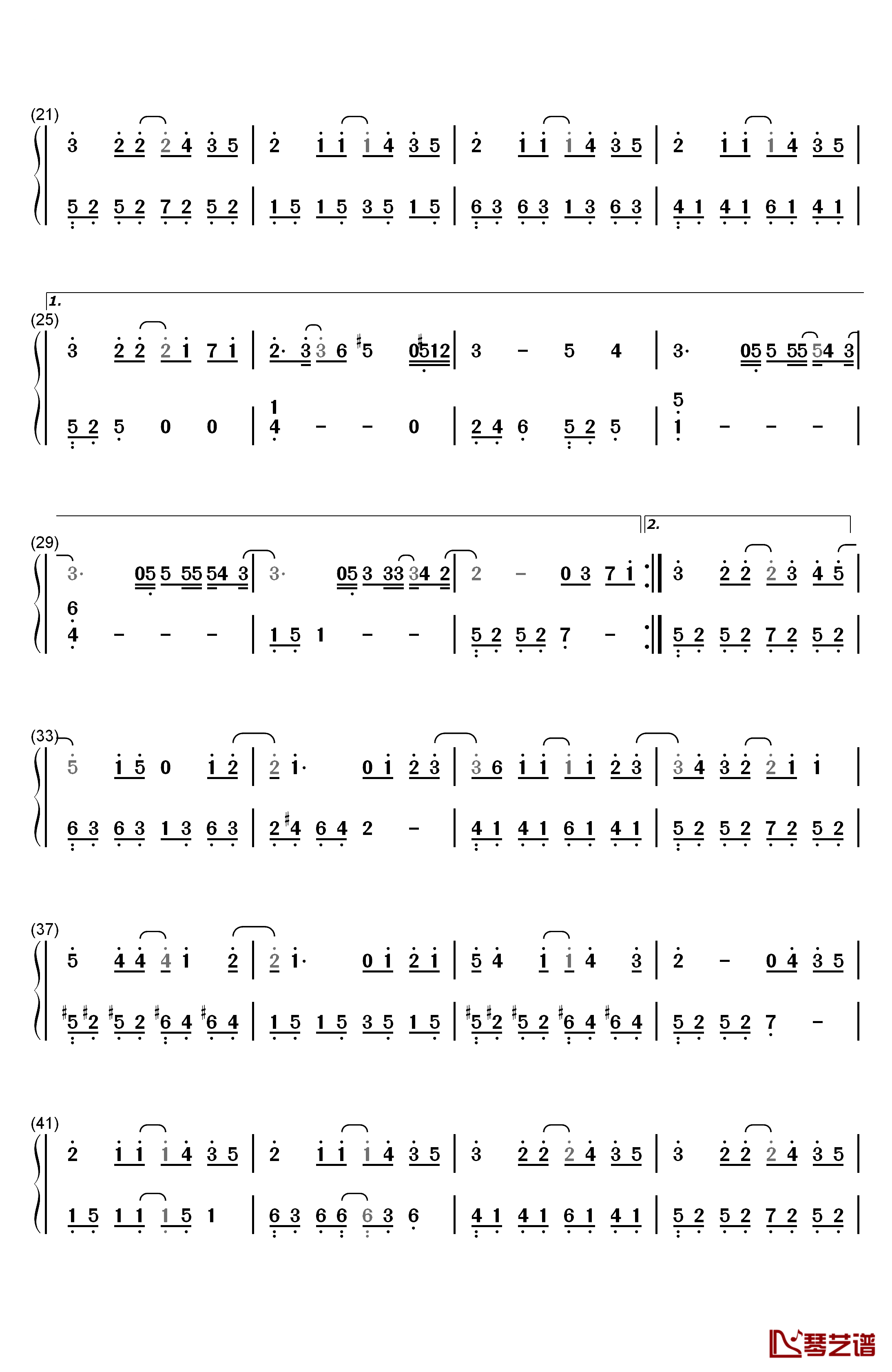 和你在一起钢琴简谱-数字双手-汪苏泷2