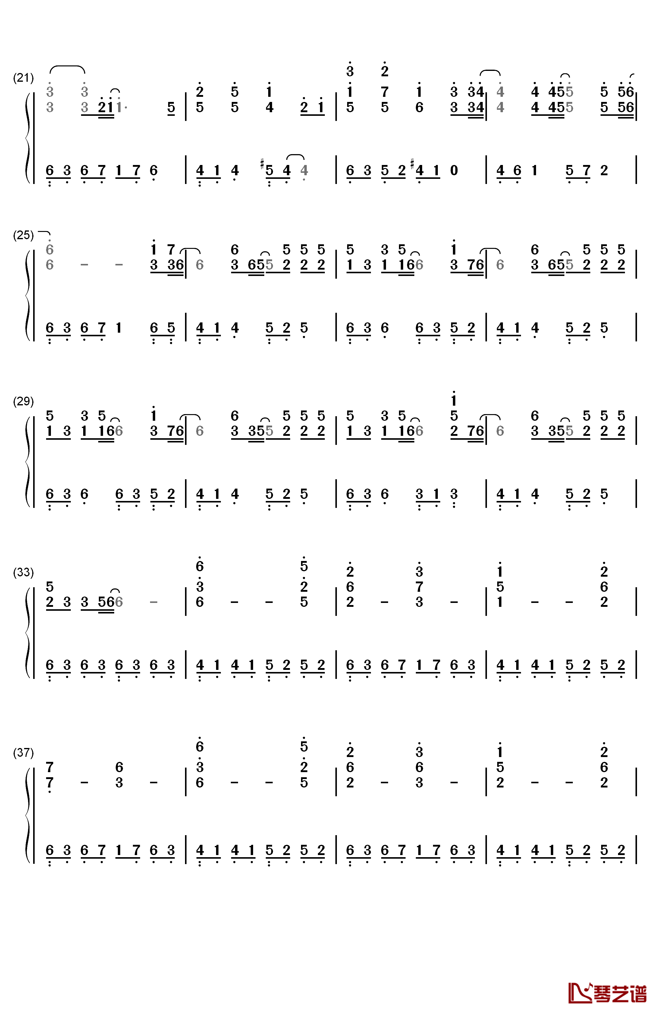 M钢琴简谱-数字双手-滨崎步2
