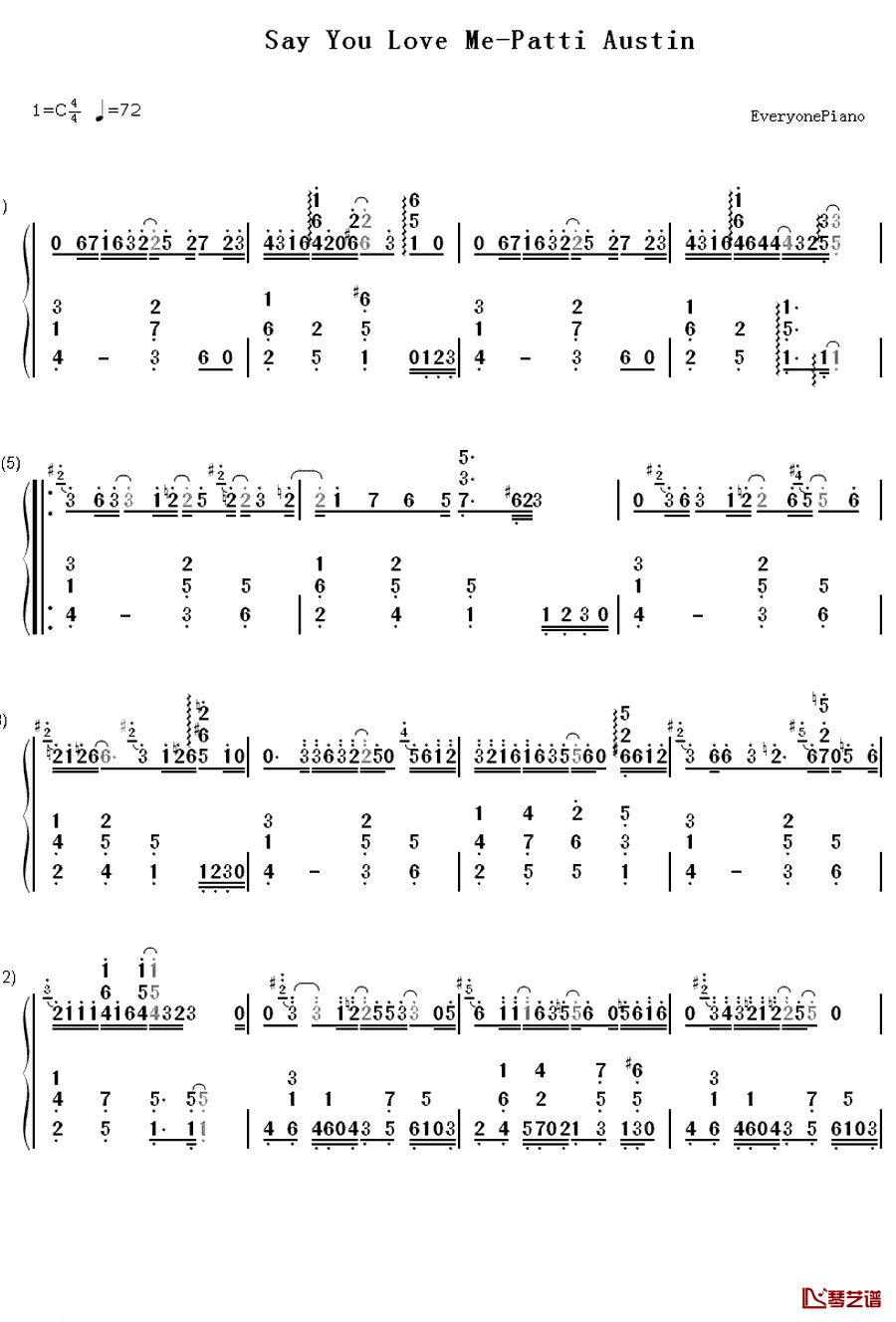 Say You Love Me钢琴简谱-数字双手-Patti Austin1