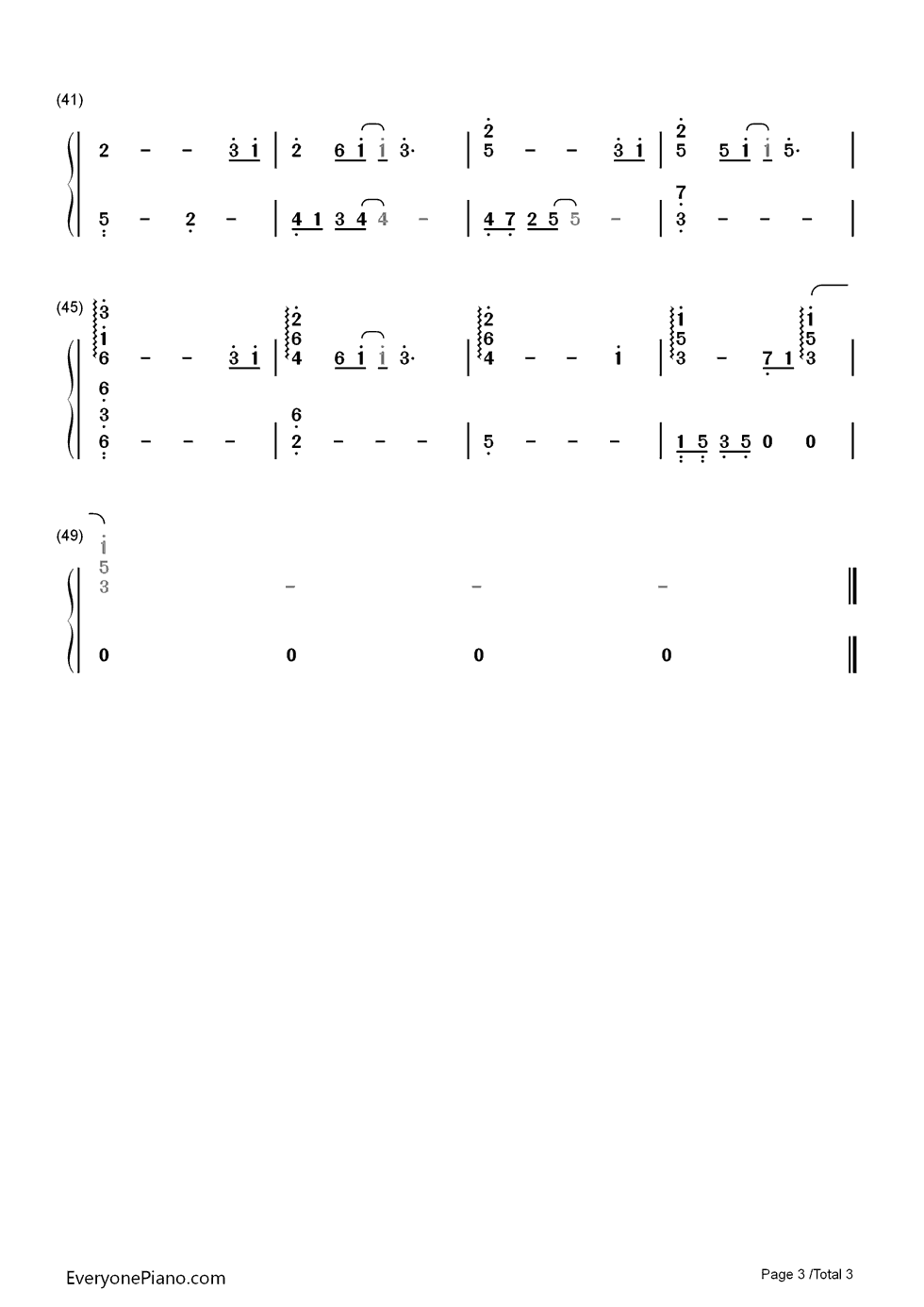 恐高的鸟钢琴简谱-数字双手-大鹏3