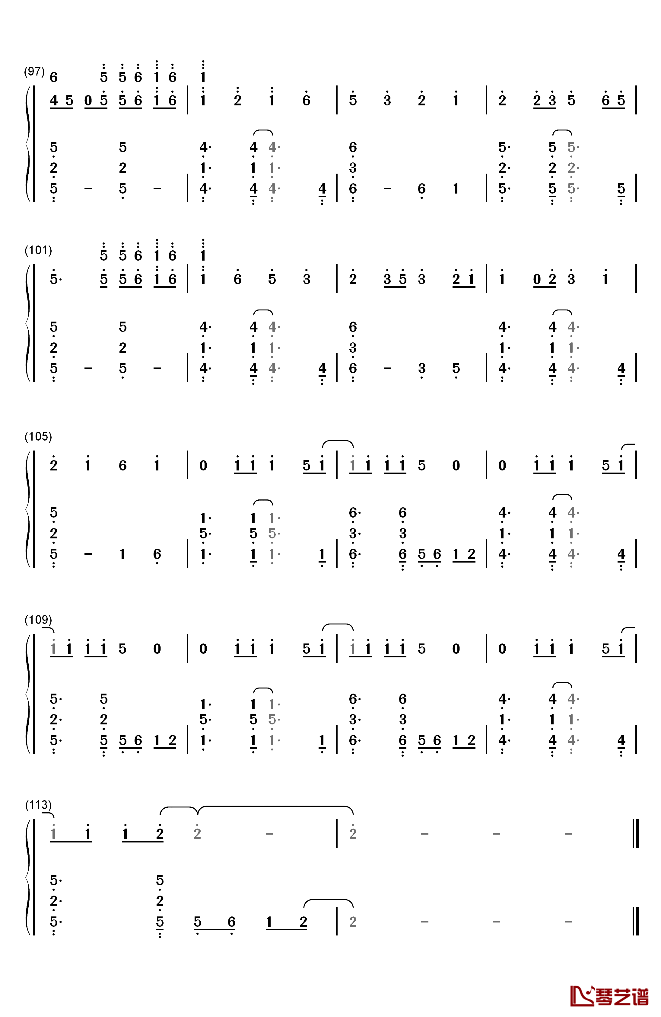 花田错钢琴简谱-数字双手-王力宏6