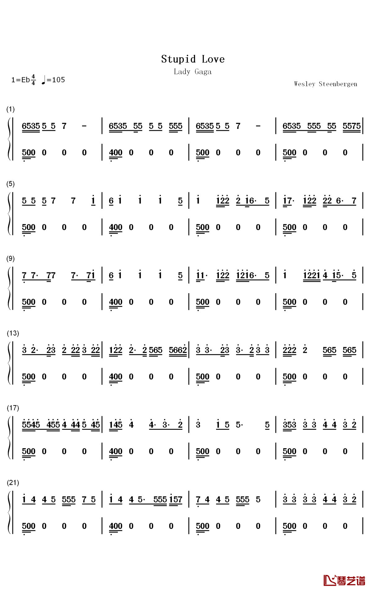Stupid Love钢琴简谱-数字双手-Lady Gaga1