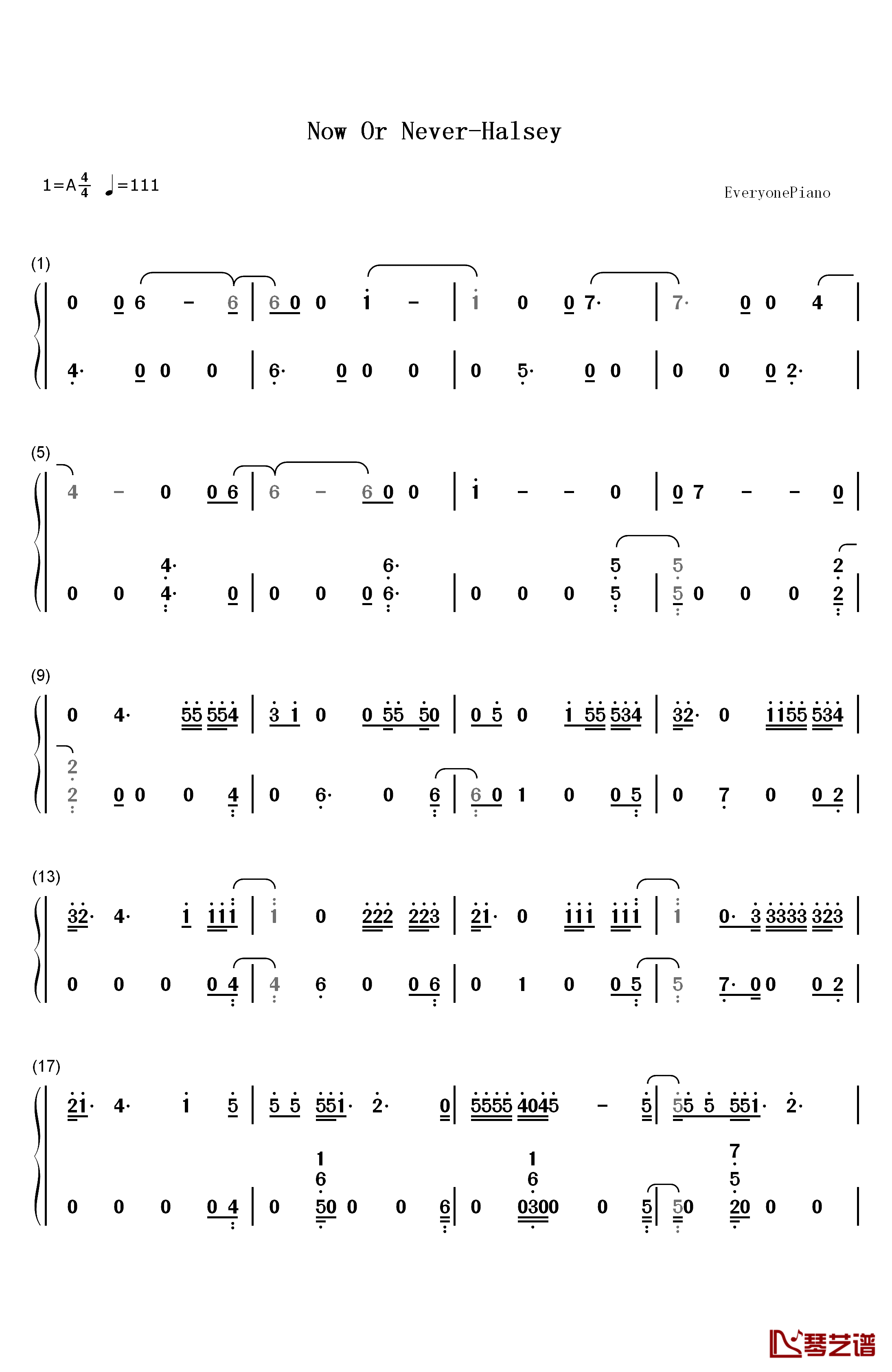 Now Or Never钢琴简谱-数字双手-Halsey1