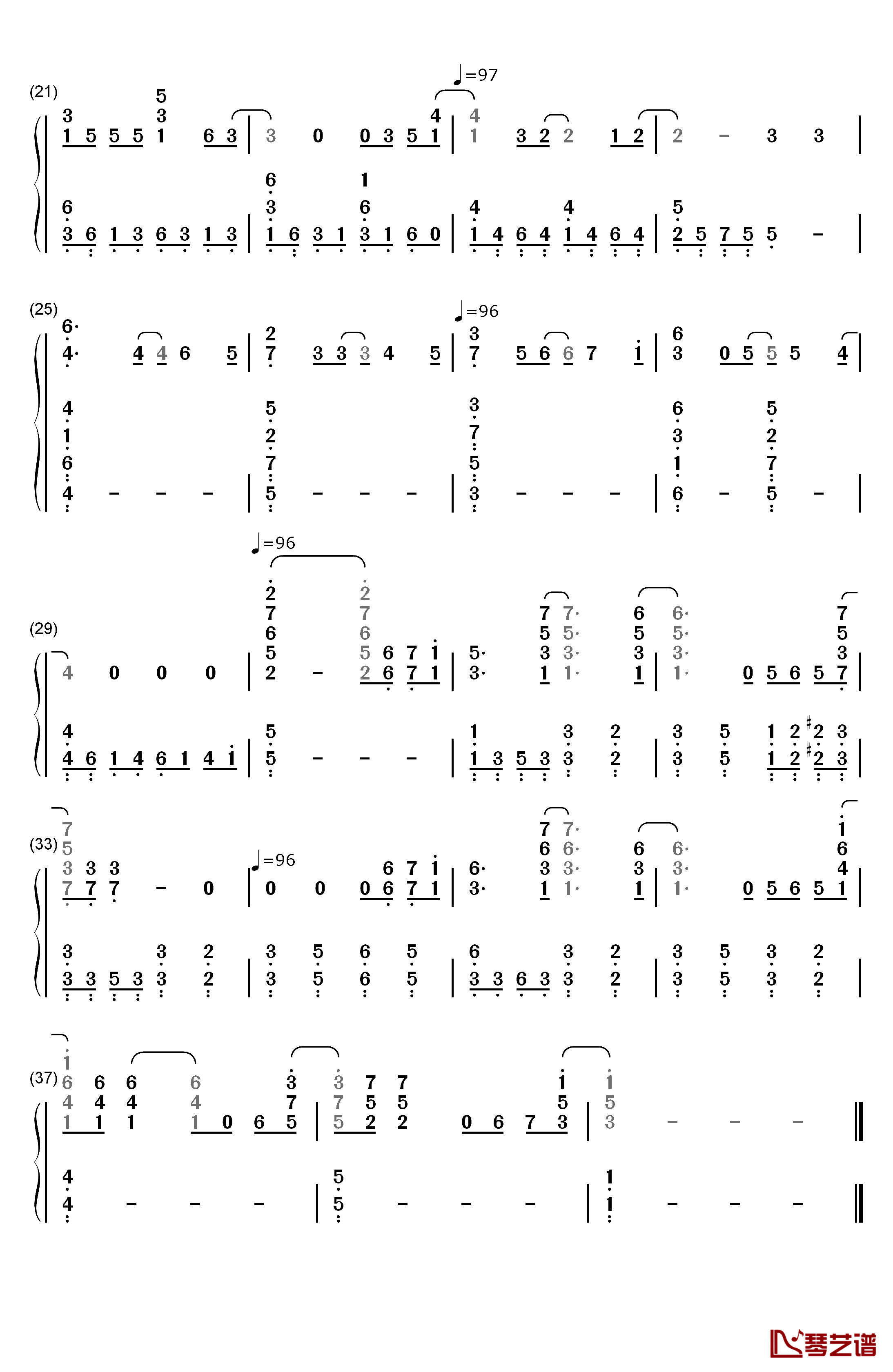 Young Girls钢琴简谱-数字双手-Bruno Mars2