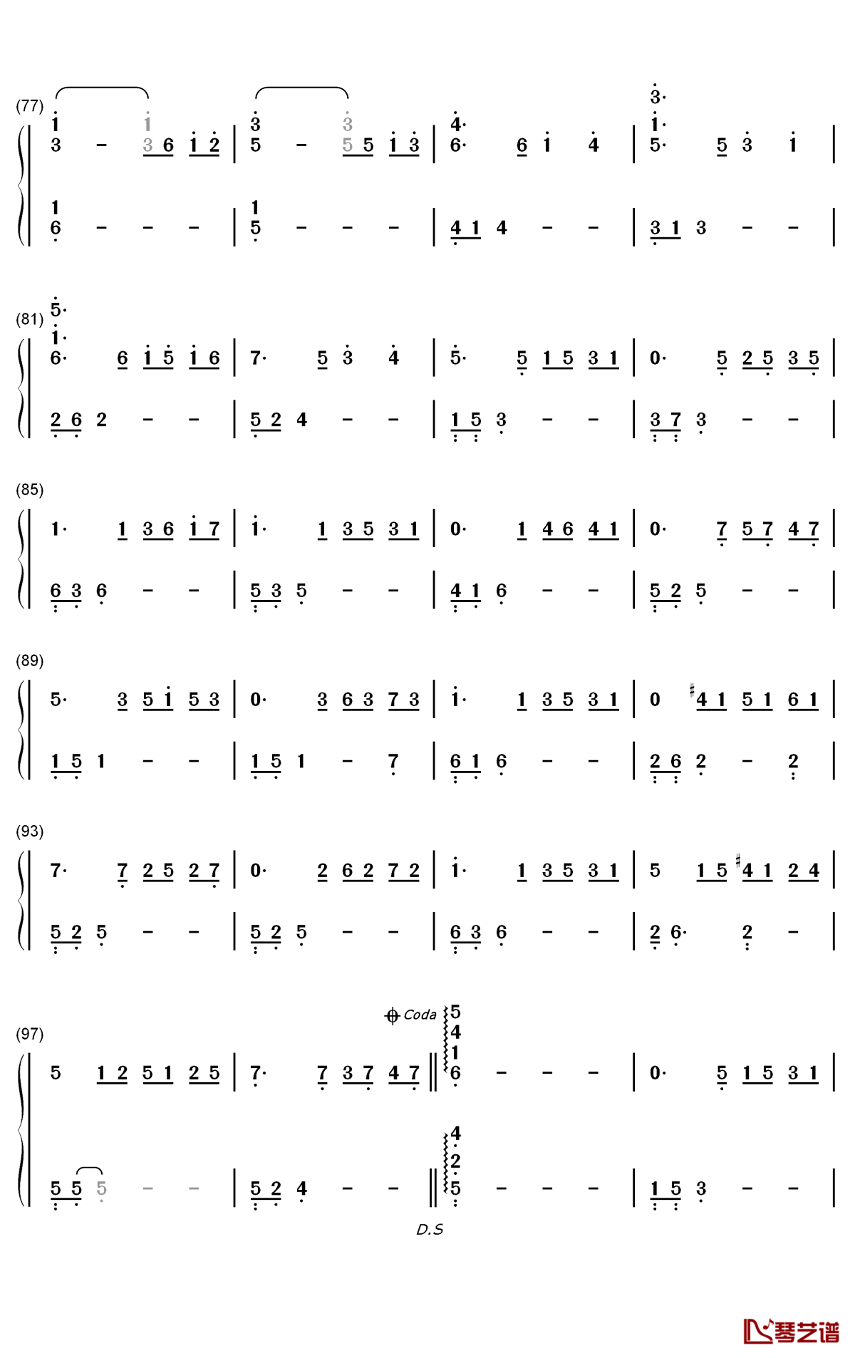 送你这对翅膀钢琴简谱-数字双手-Don Besig4