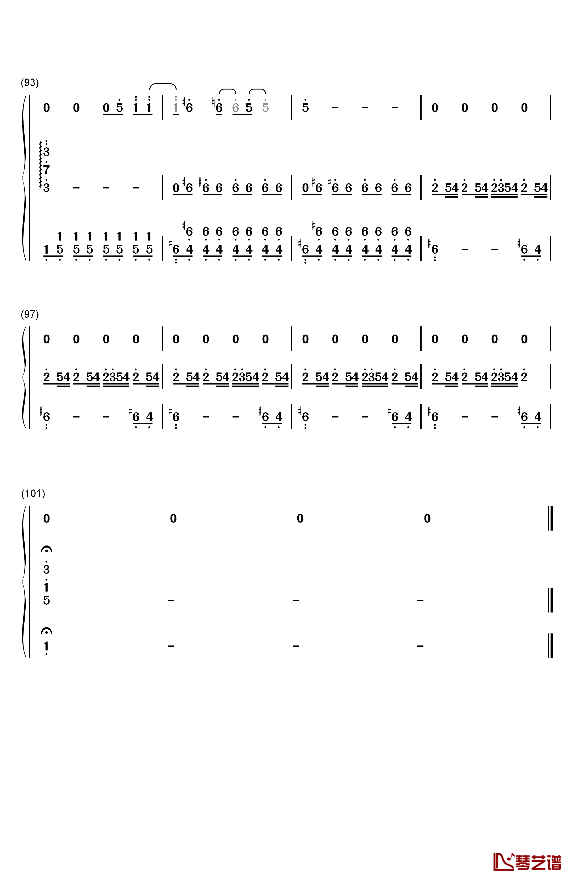 逆光钢琴简谱-数字双手-孙燕姿7