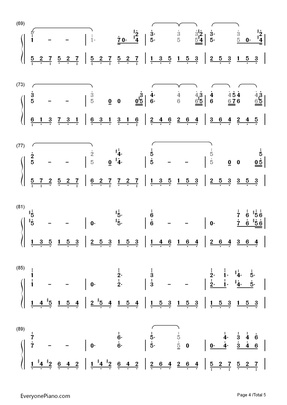 克劳汀幻想曲钢琴简谱-数字双手-马克西姆4