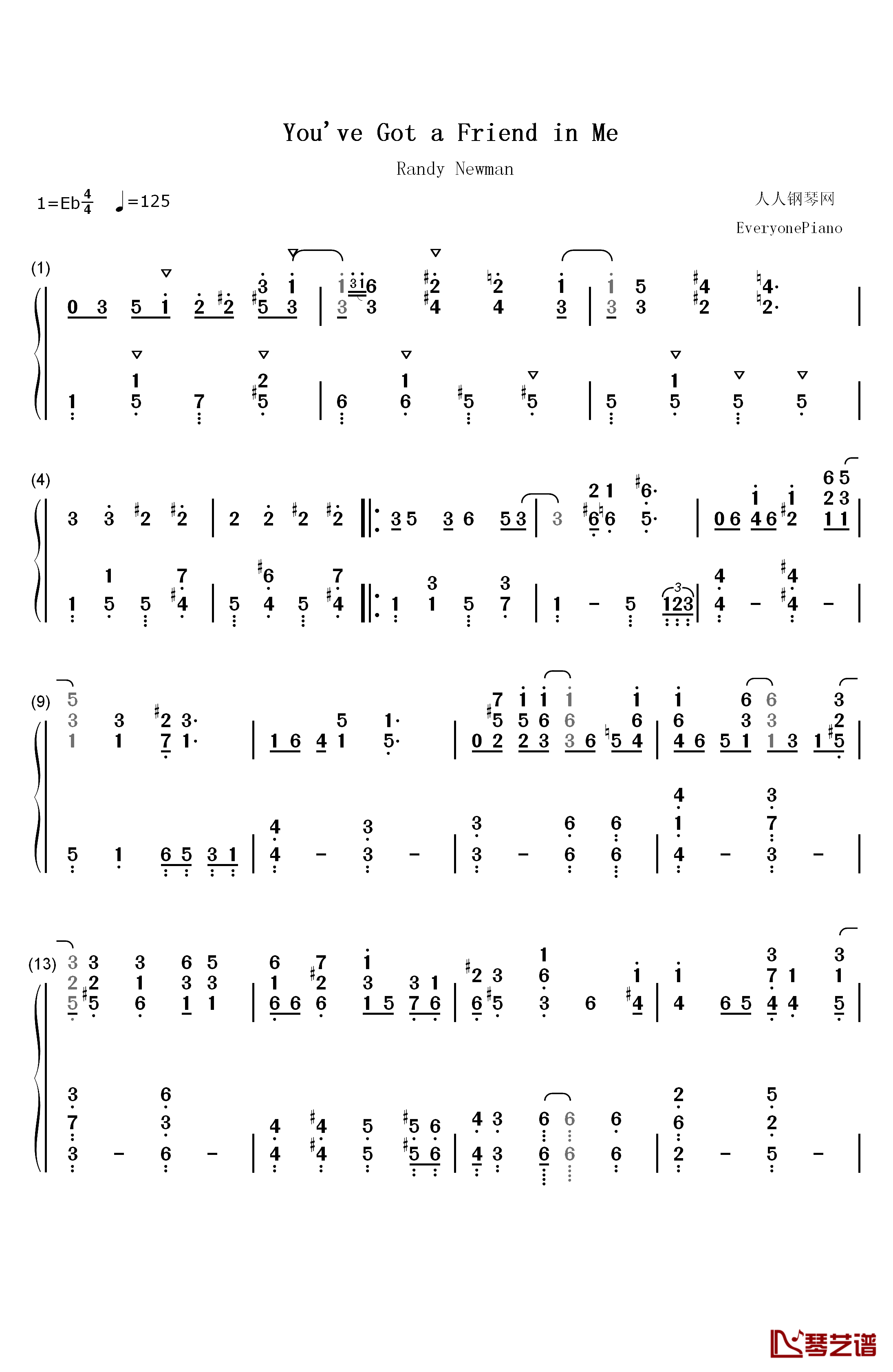 You've Got a Friend in Me钢琴简谱-数字双手-Randy Newman1