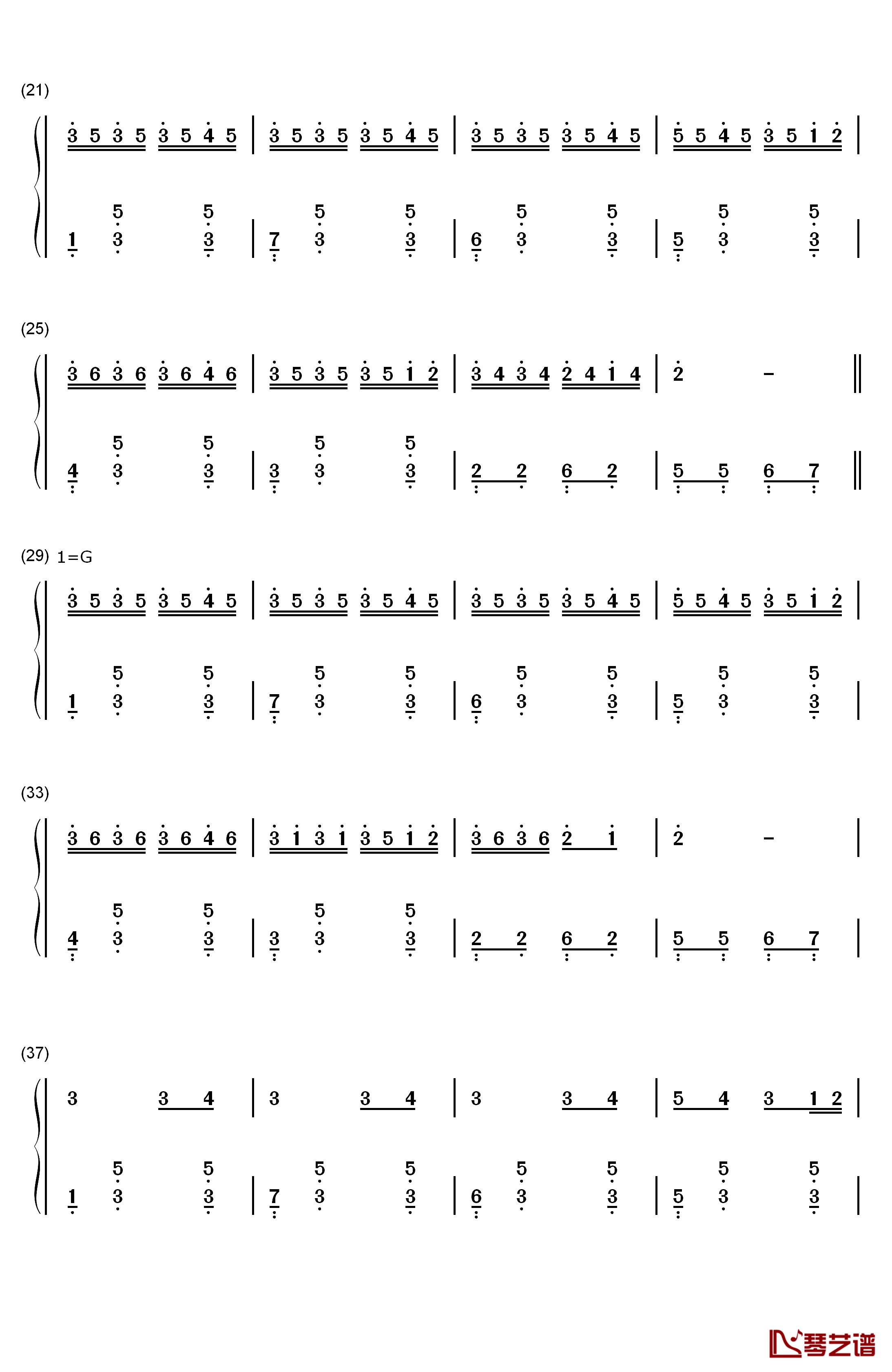 早操钢琴简谱-数字双手-周杰伦2