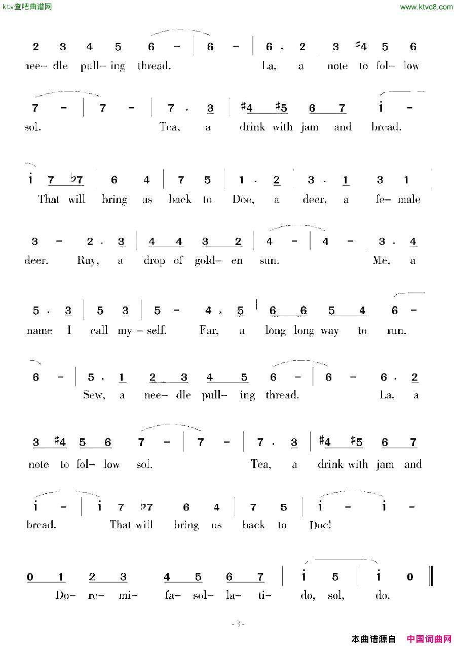 [美]哆-唻-咪电影《音乐之声》插曲简谱1