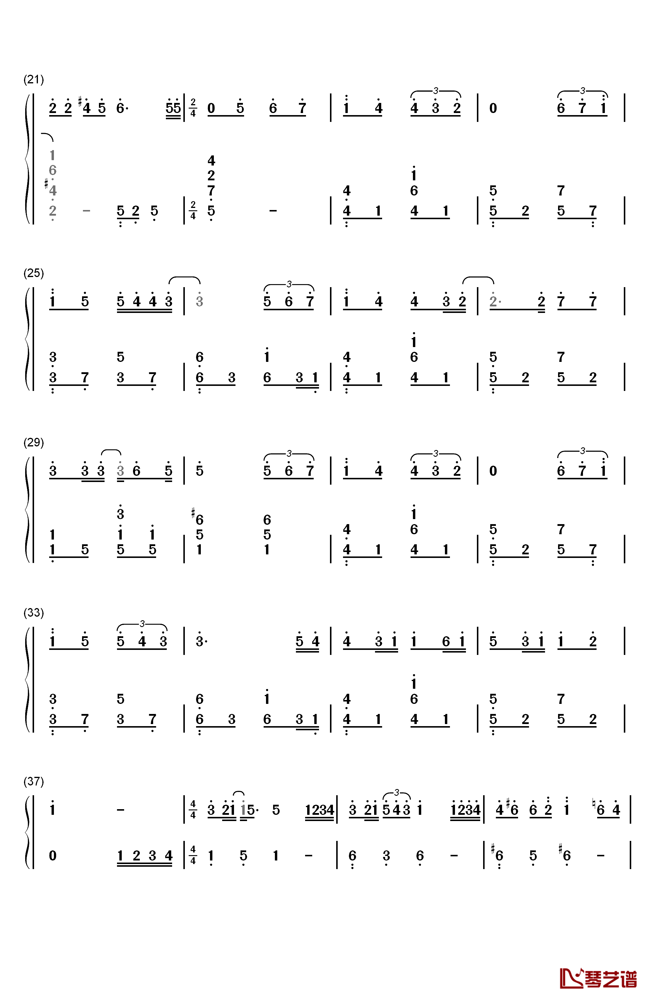 孤单心事钢琴简谱-数字双手-蓝又时2