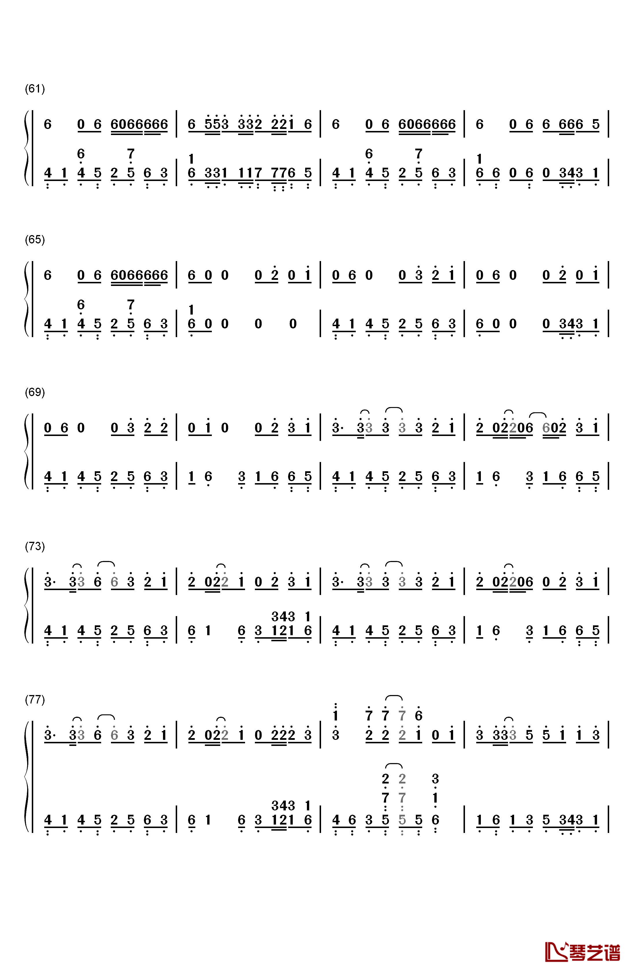 Maps钢琴简谱-数字双手-Maroon 54