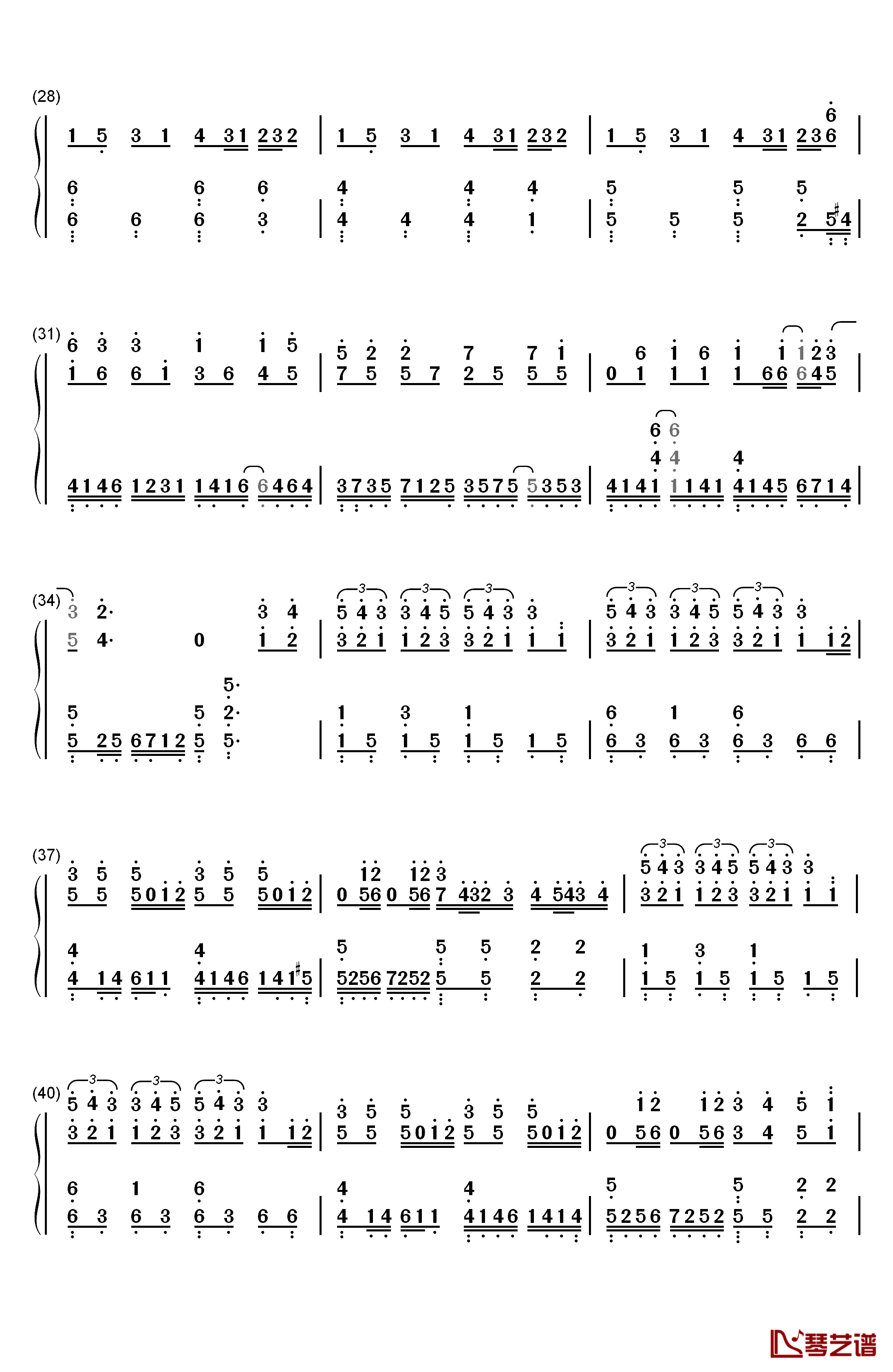龙卷风钢琴简谱-数字双手-邓紫棋3