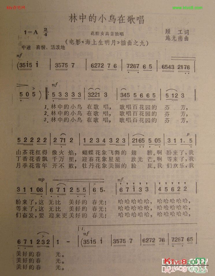 林中的小鸟在歌唱简谱1