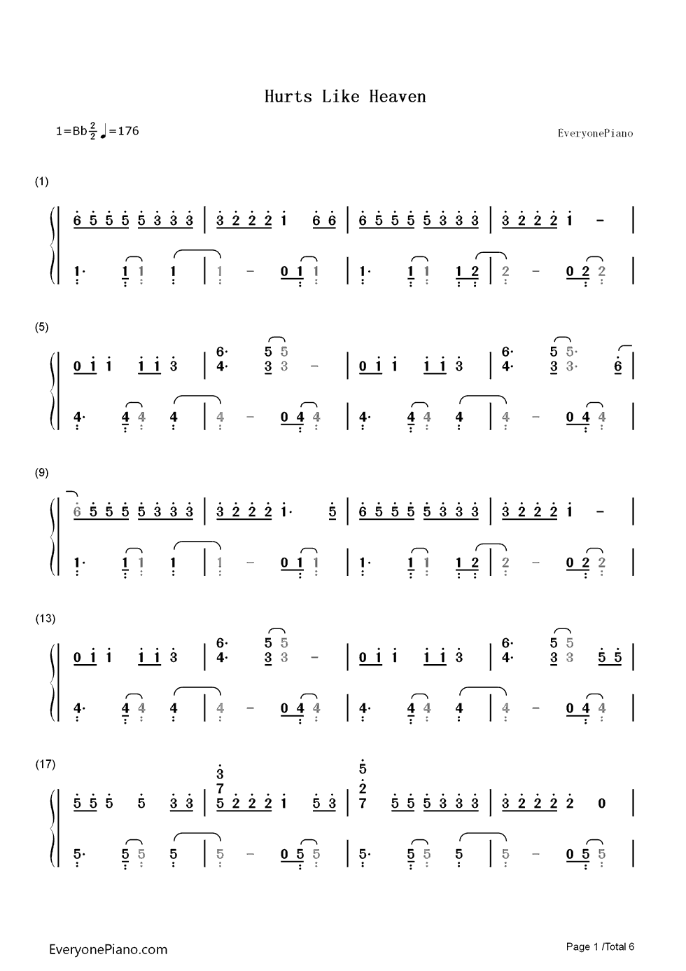 Hurts Like Heaven钢琴简谱-数字双手-Coldplay1