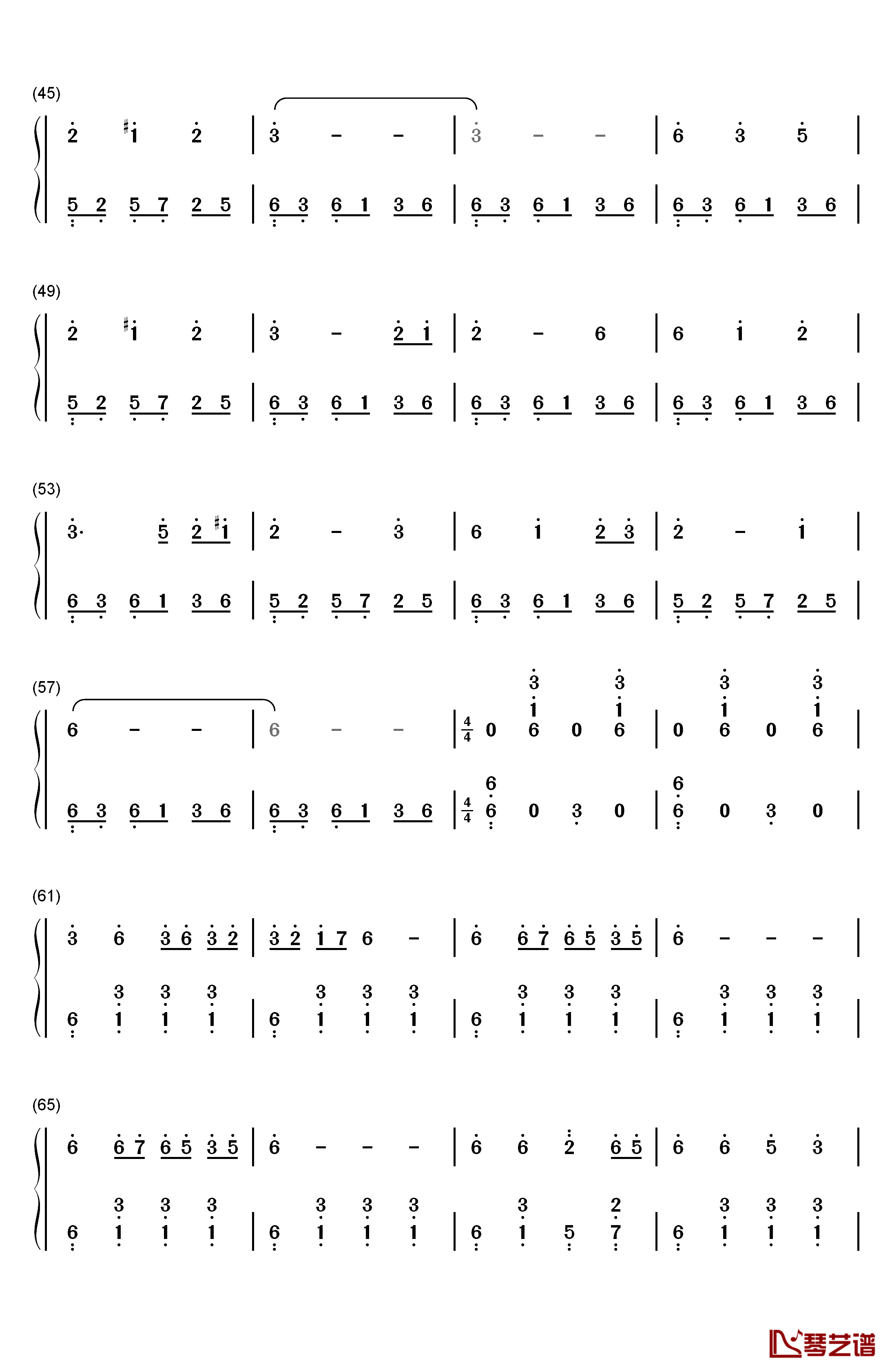 花儿与少年钢琴简谱-数字双手-中国国家交响乐团3