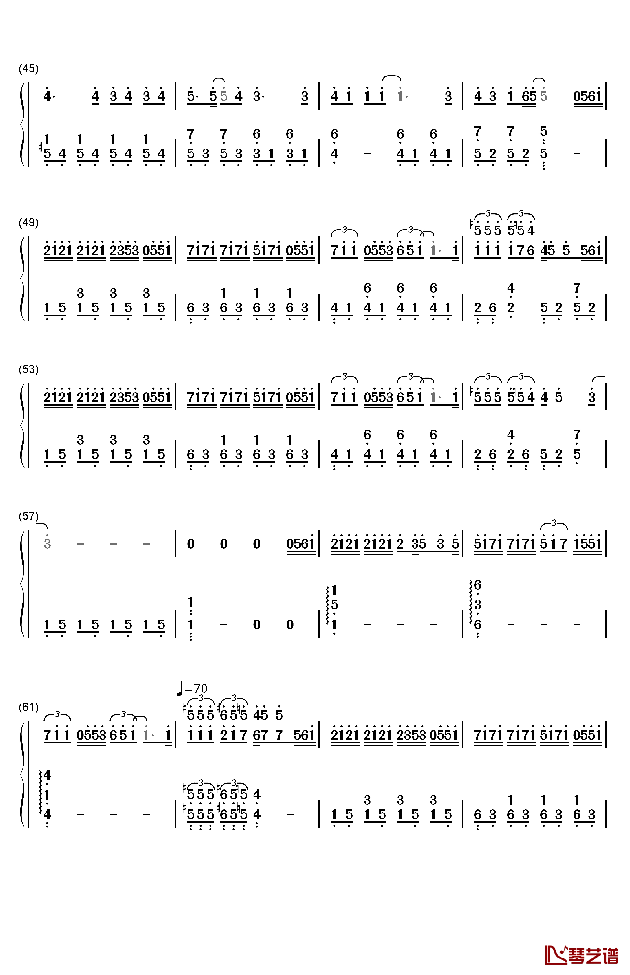 疯人愿钢琴简谱-数字双手-魏晨3