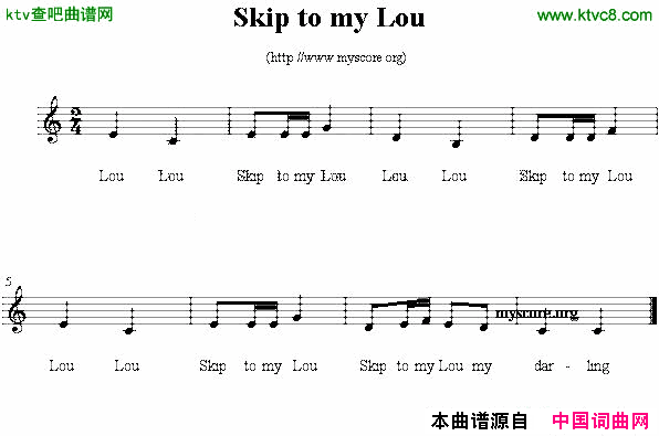 SkiptomyLou英文儿歌、五线谱简谱1