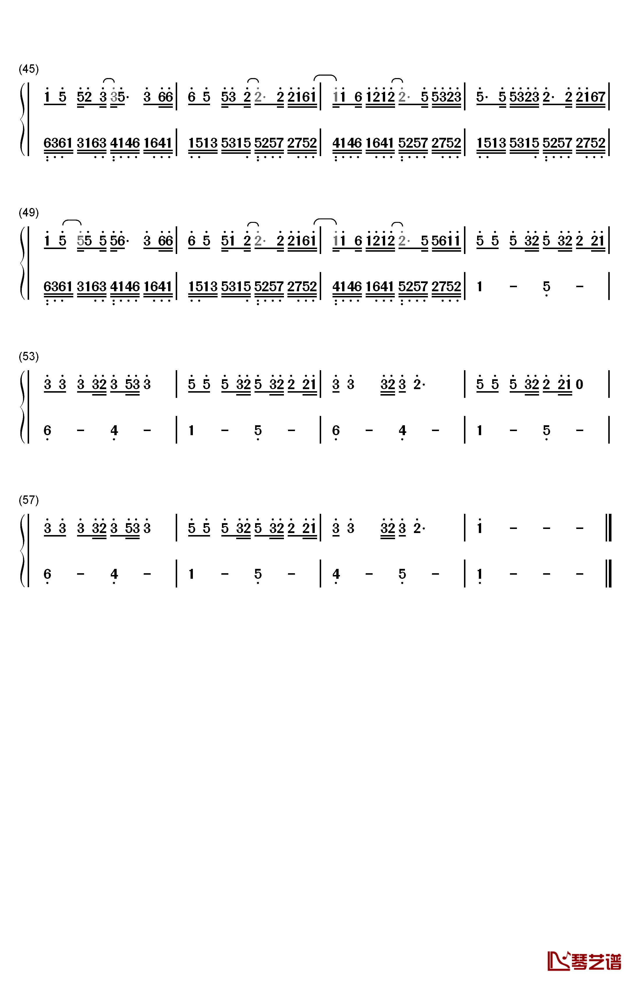 去年夏天钢琴简谱-数字双手-王大毛3