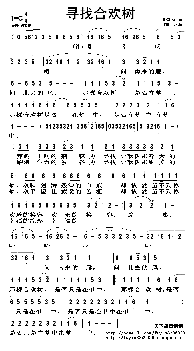 寻找合欢树简谱1
