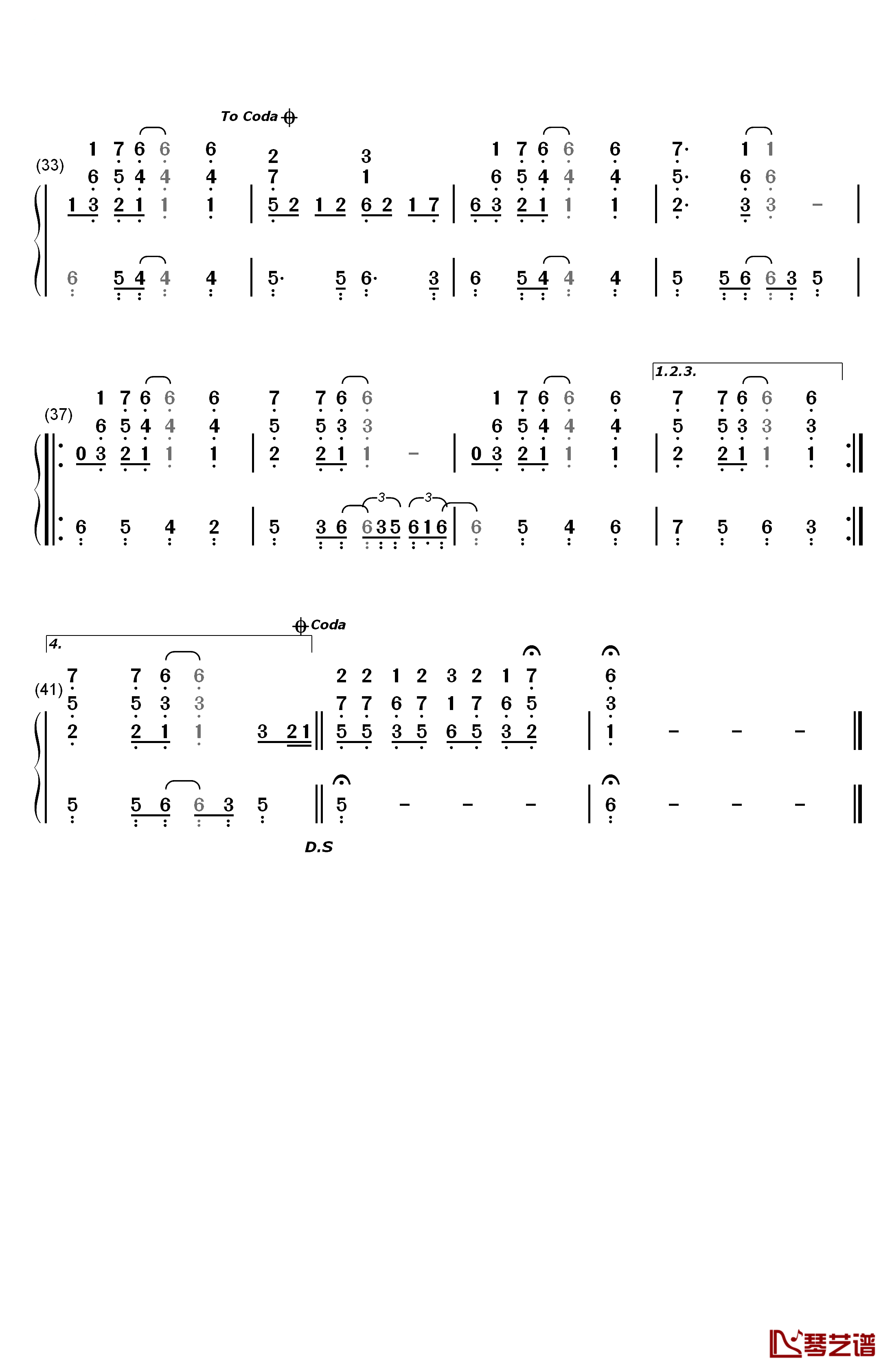 Layla钢琴简谱-数字双手-Eric Clapton3