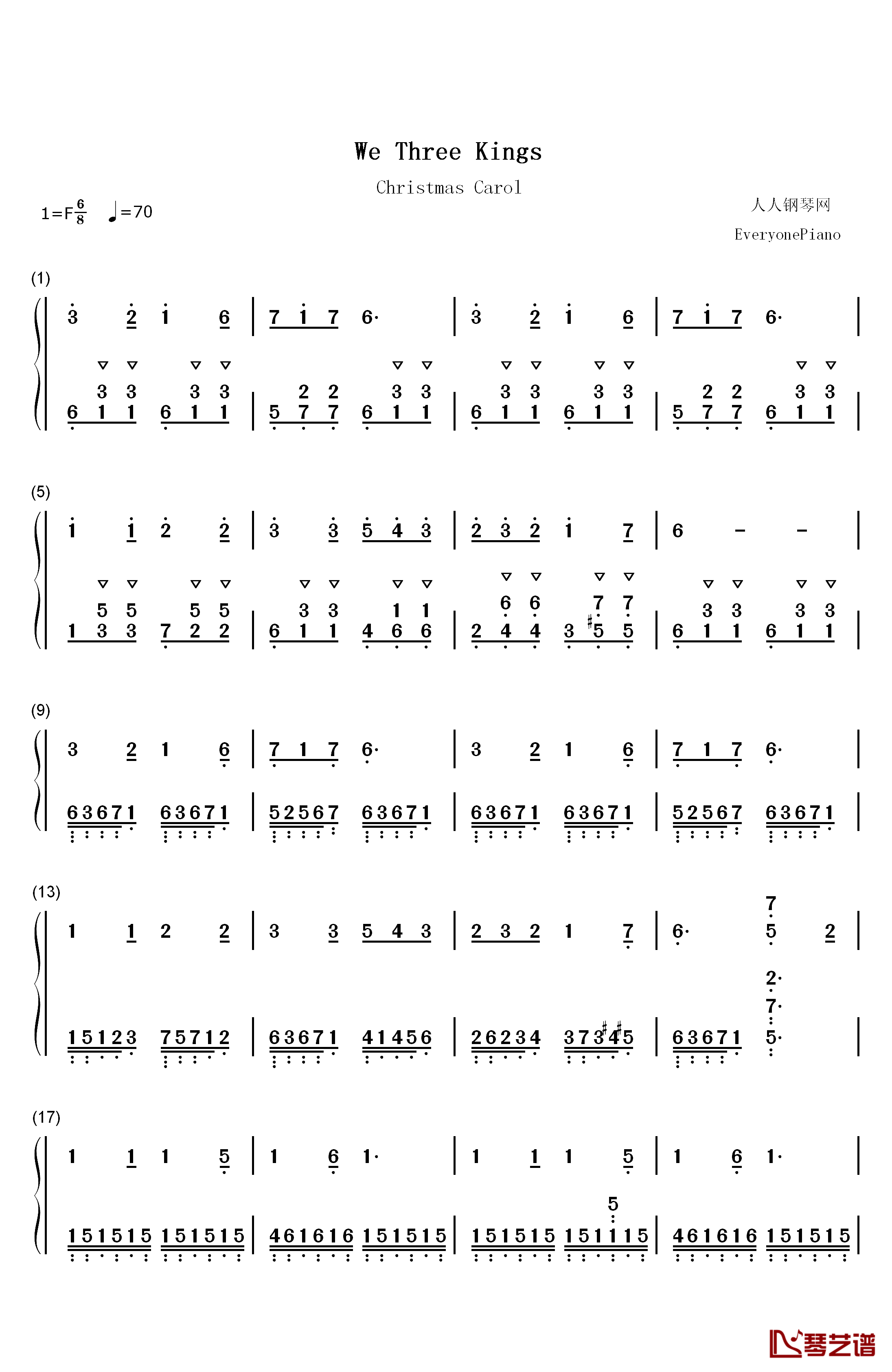 We Three Kings钢琴简谱-数字双手-John Henry Hopkins Jr.1
