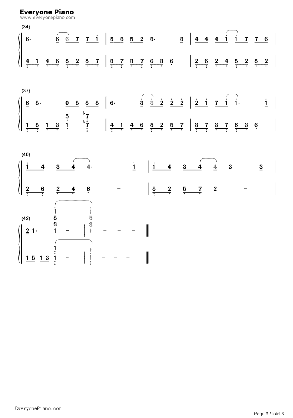 认错钢琴简谱-数字双手-许嵩3