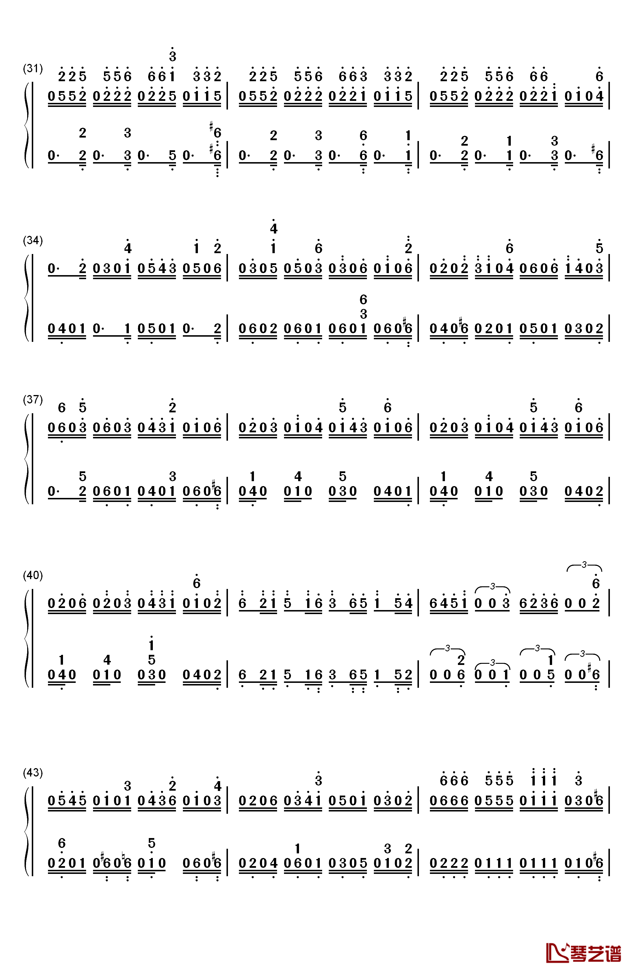Fable钢琴简谱-数字双手-Rayark3