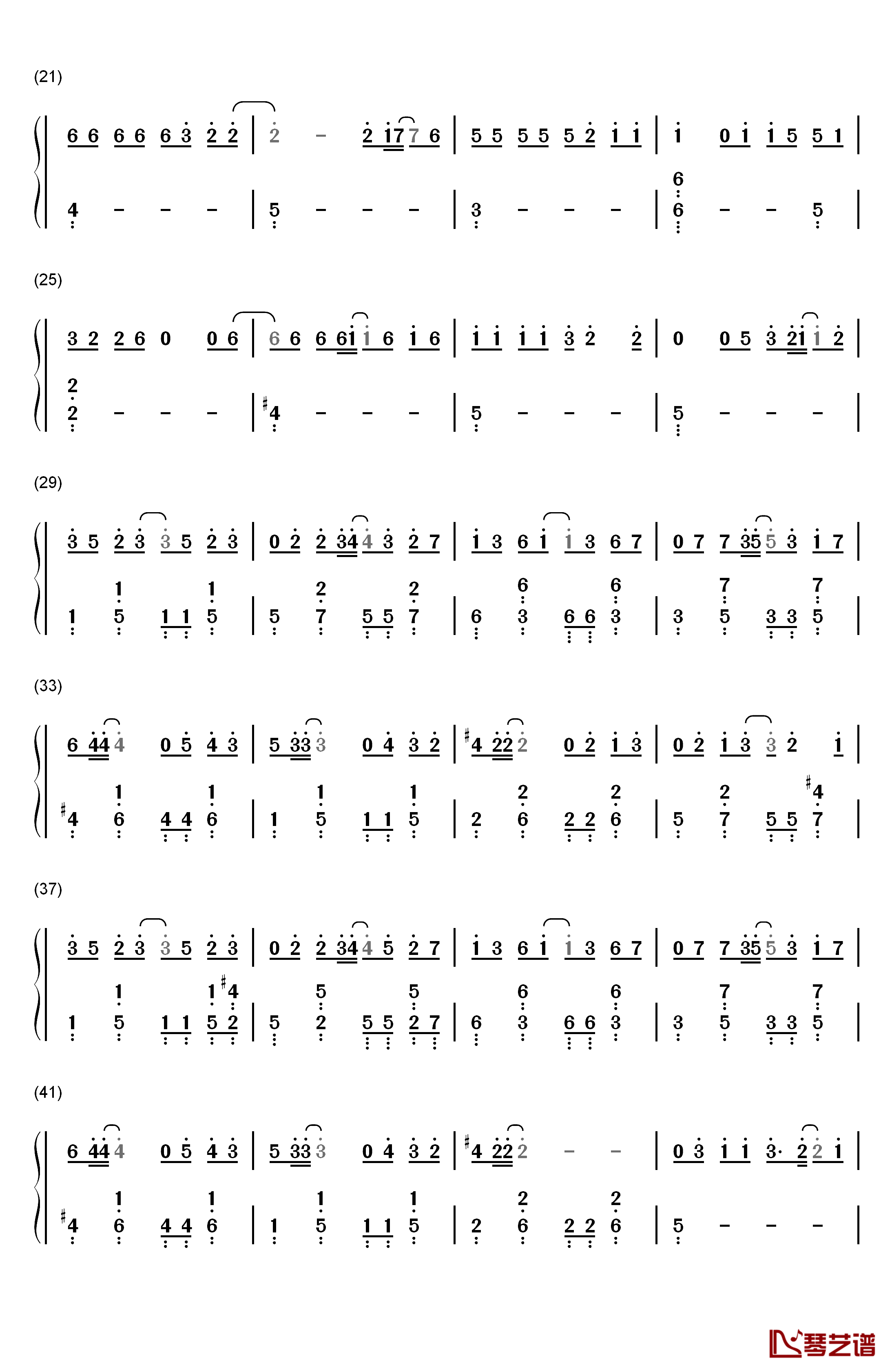 小幸运钢琴简谱-数字双手-Hebe  田馥甄2