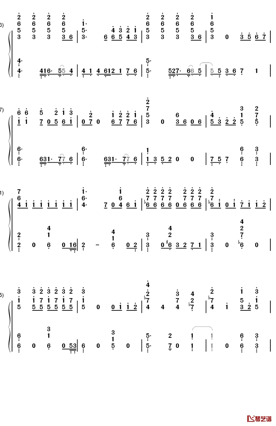 Moonlight钢琴简谱-数字双手-EXO5