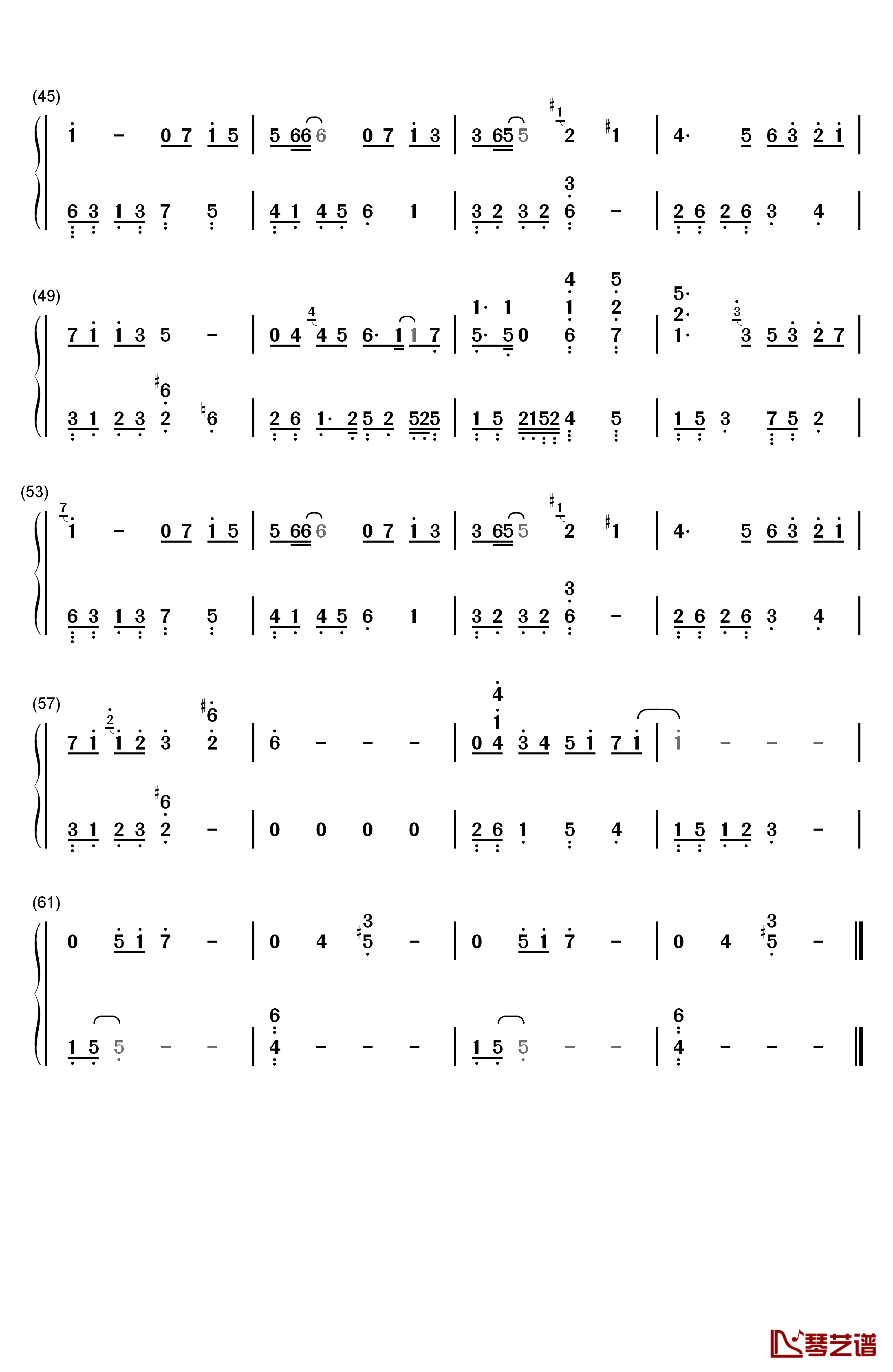 无关钢琴简谱-数字双手-周深3