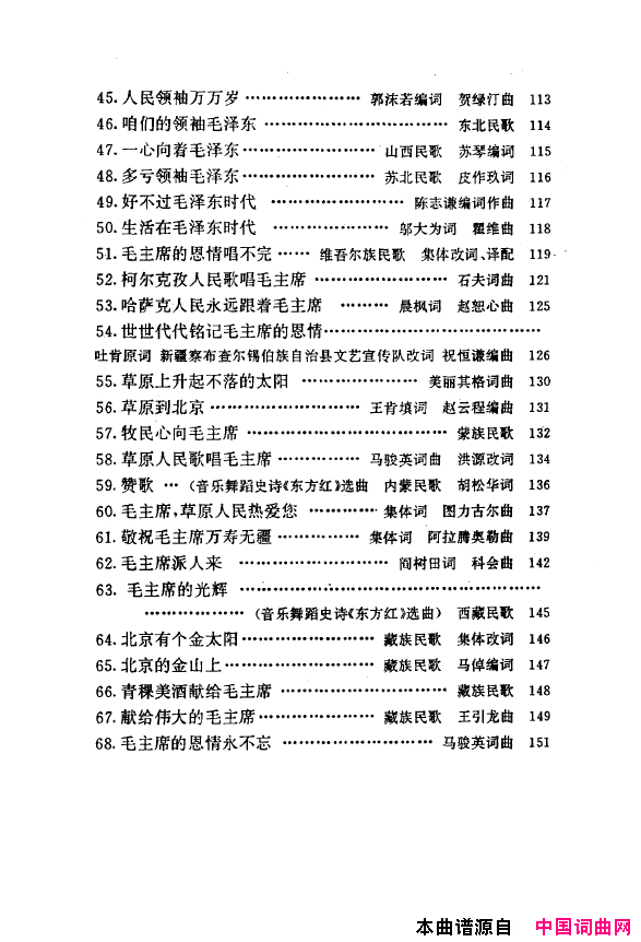 毛泽东之歌-红太阳歌曲集000-050简谱1