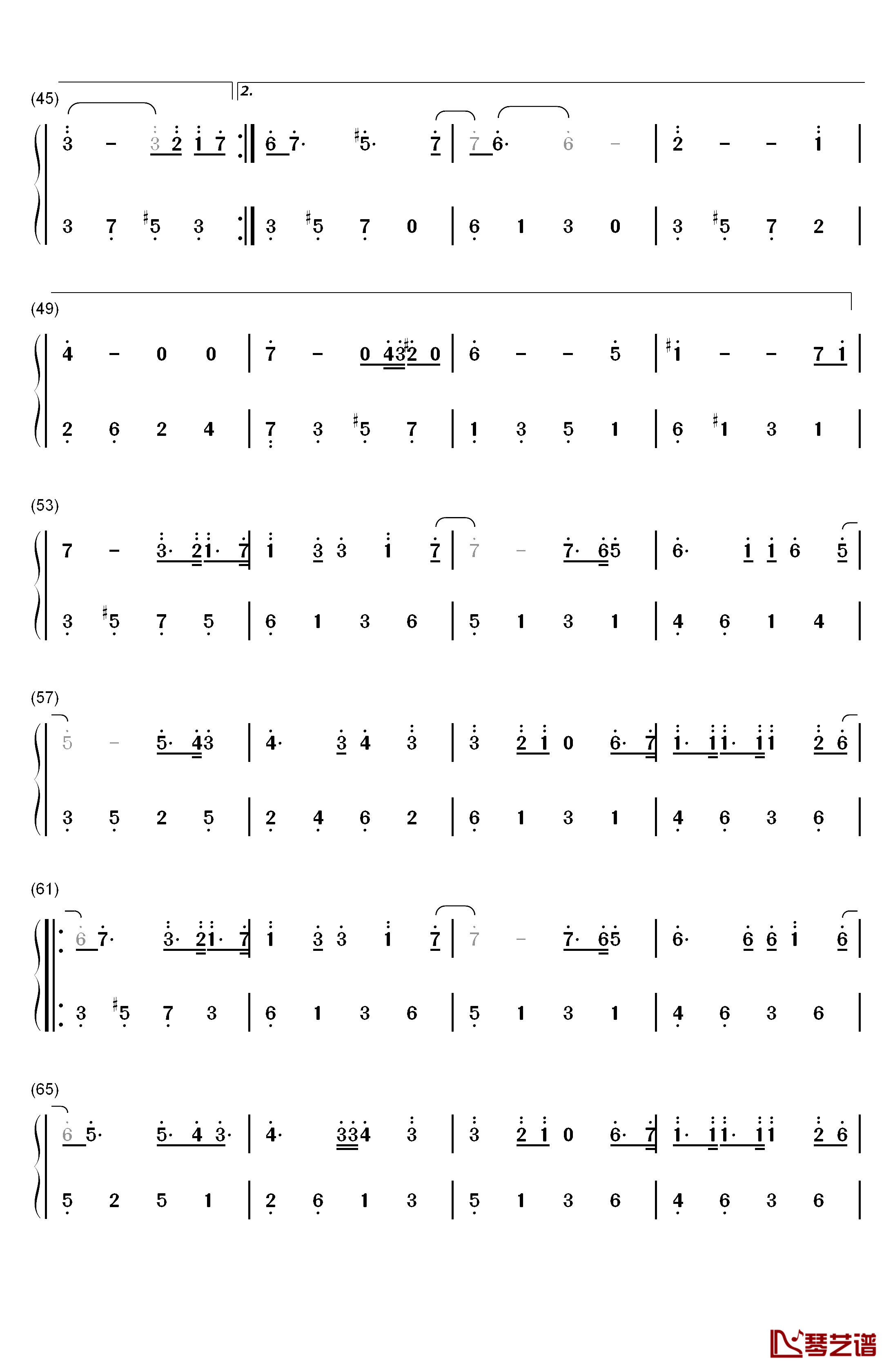 红玫瑰钢琴简谱-数字双手-陈奕迅3