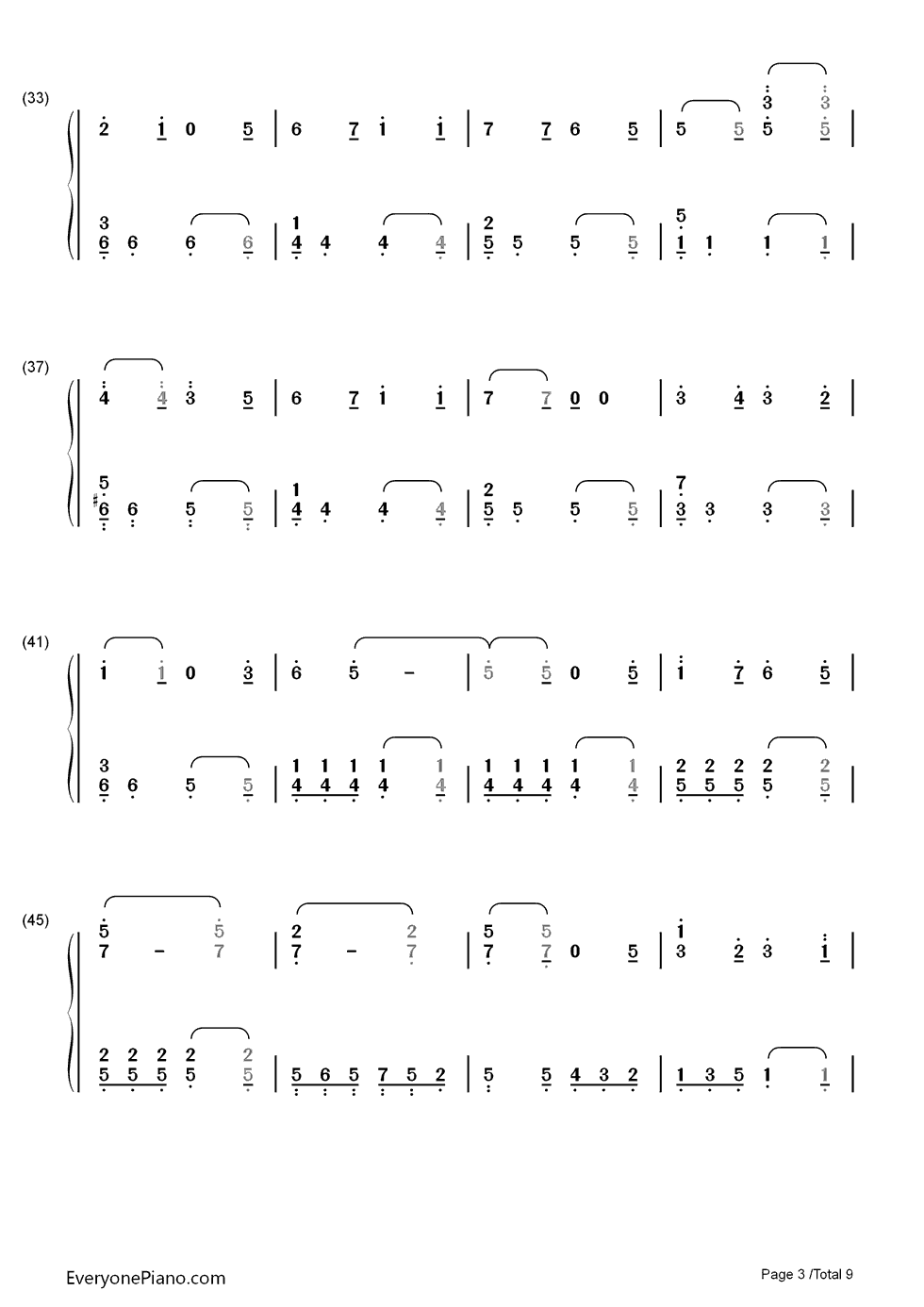 ノエルの夜钢琴简谱-数字双手-AKB483