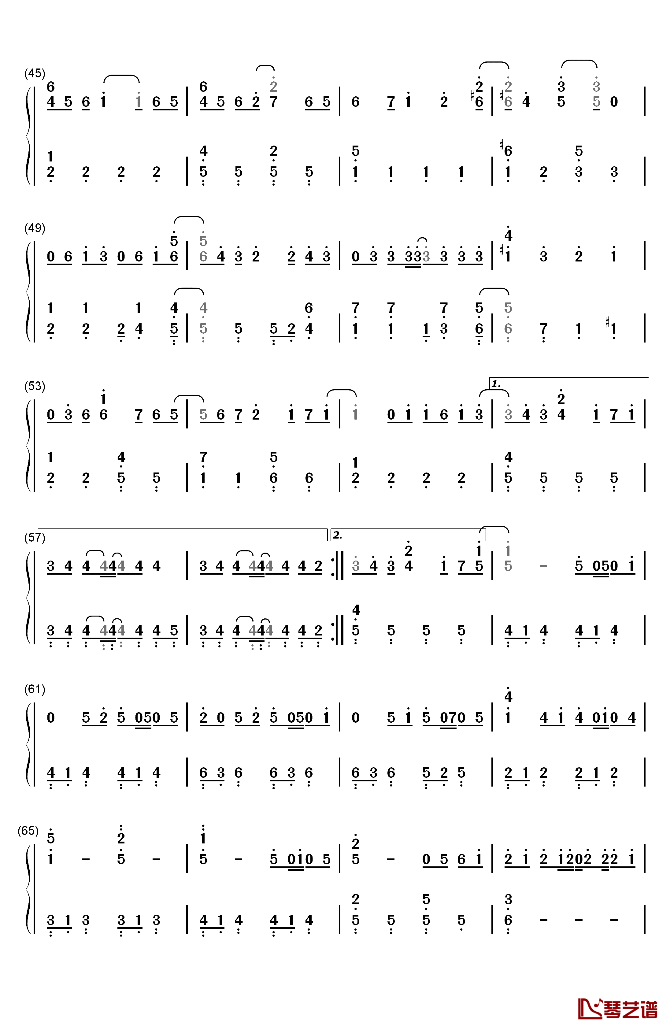 Bittersweet钢琴简谱-数字双手-嵐3