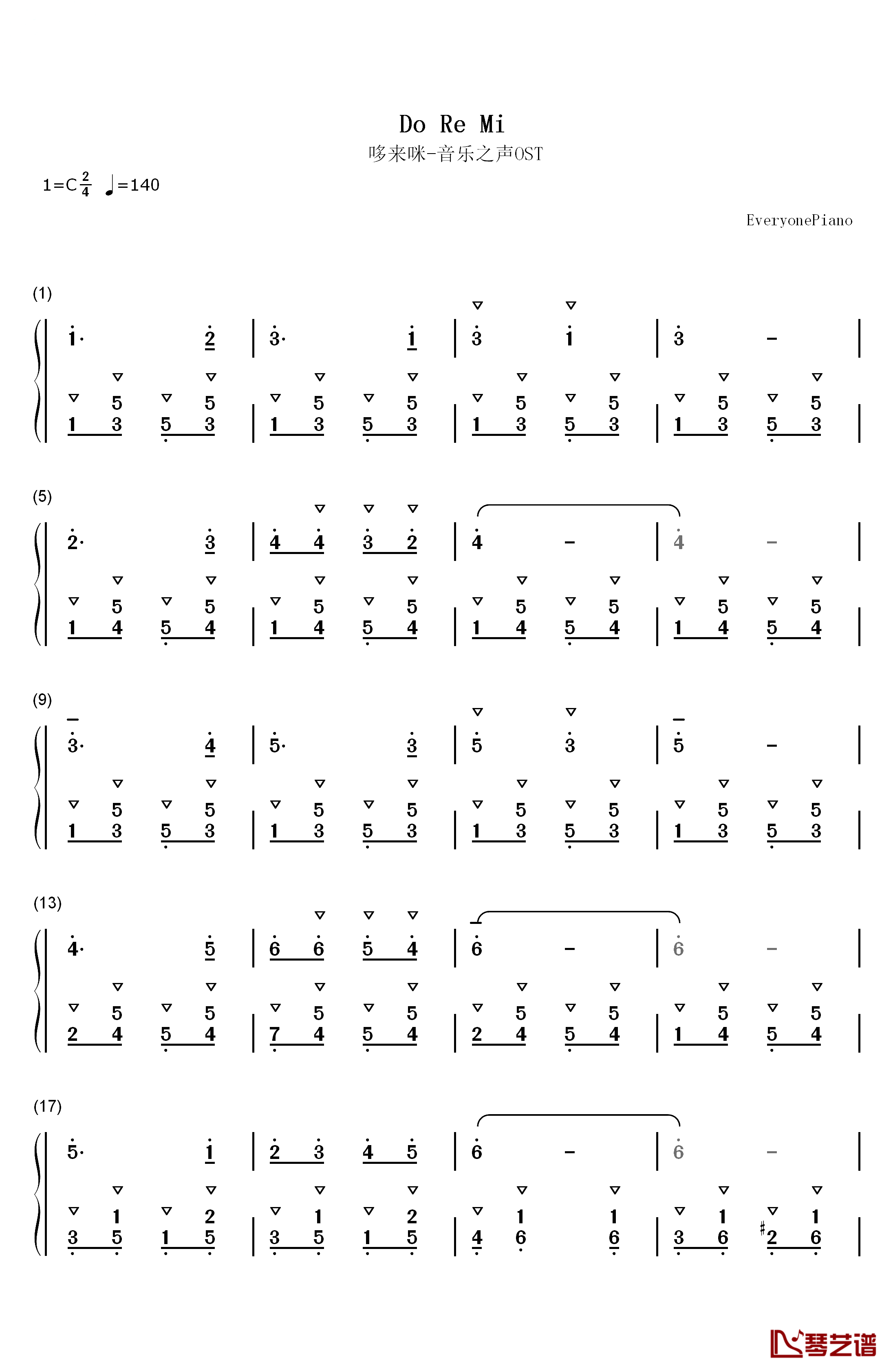 Do Re Mi钢琴简谱-数字双手-哆来咪1