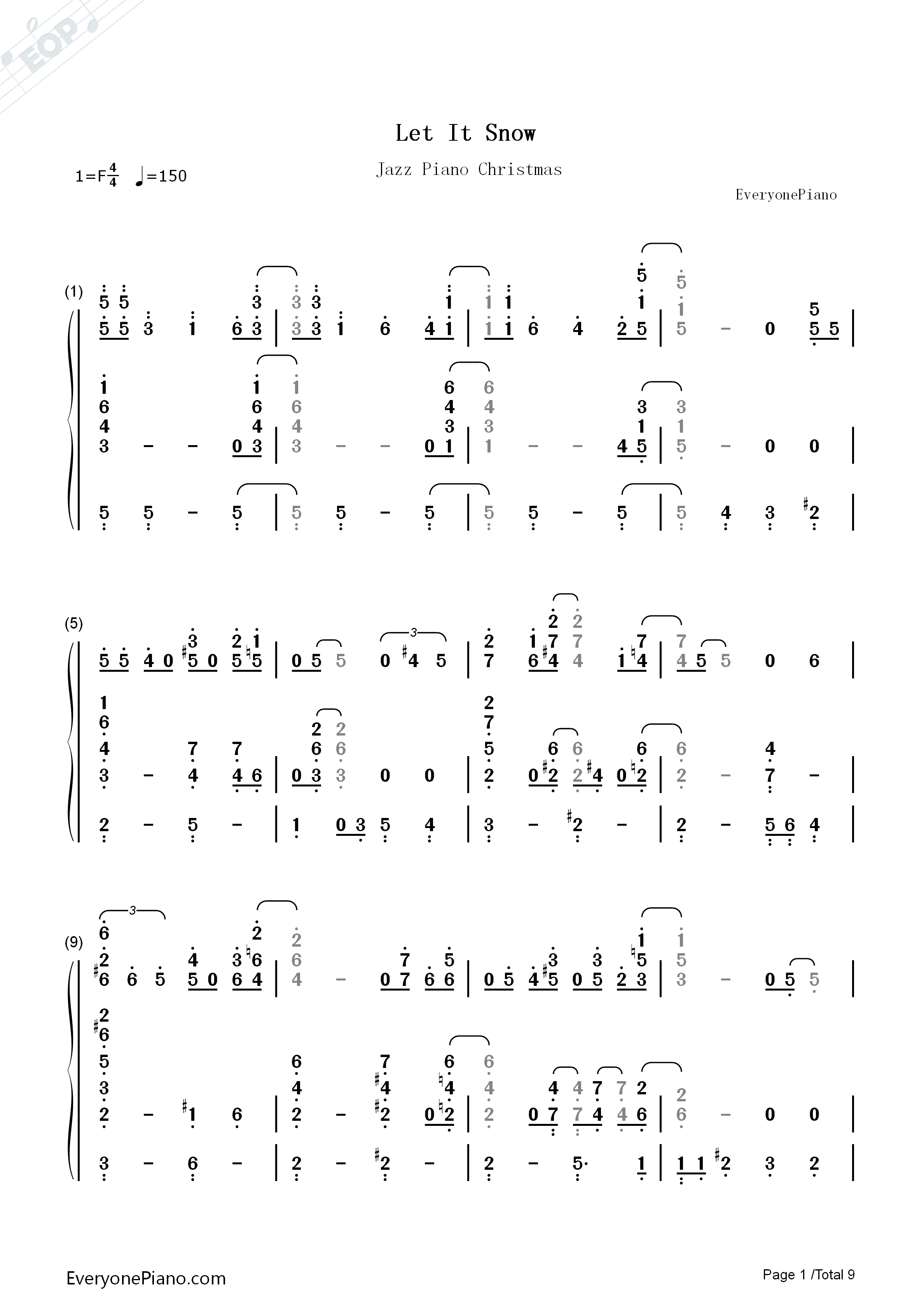 Let It Snow, Let It Snow, Let It Snow钢琴简谱-Beegie Adair演唱1