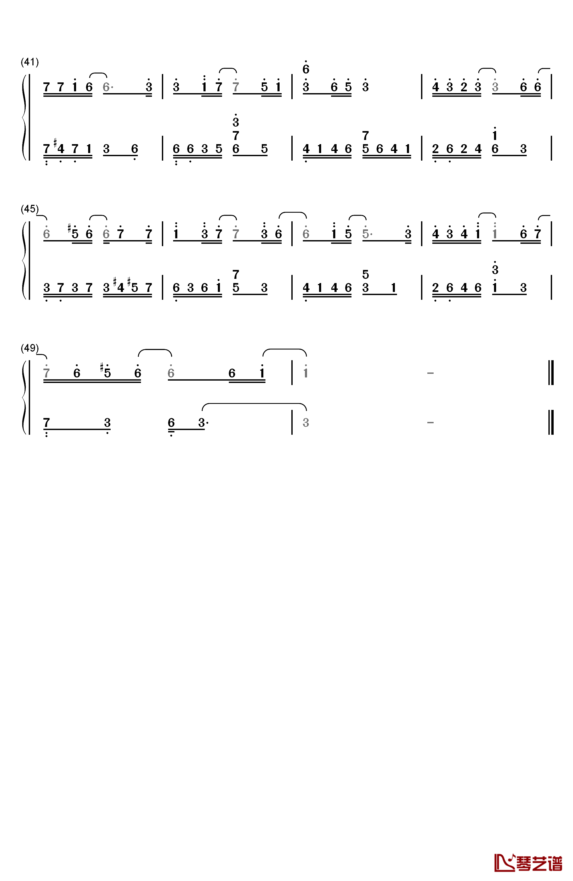 死一样的痛过钢琴简谱-数字双手-MC梦3