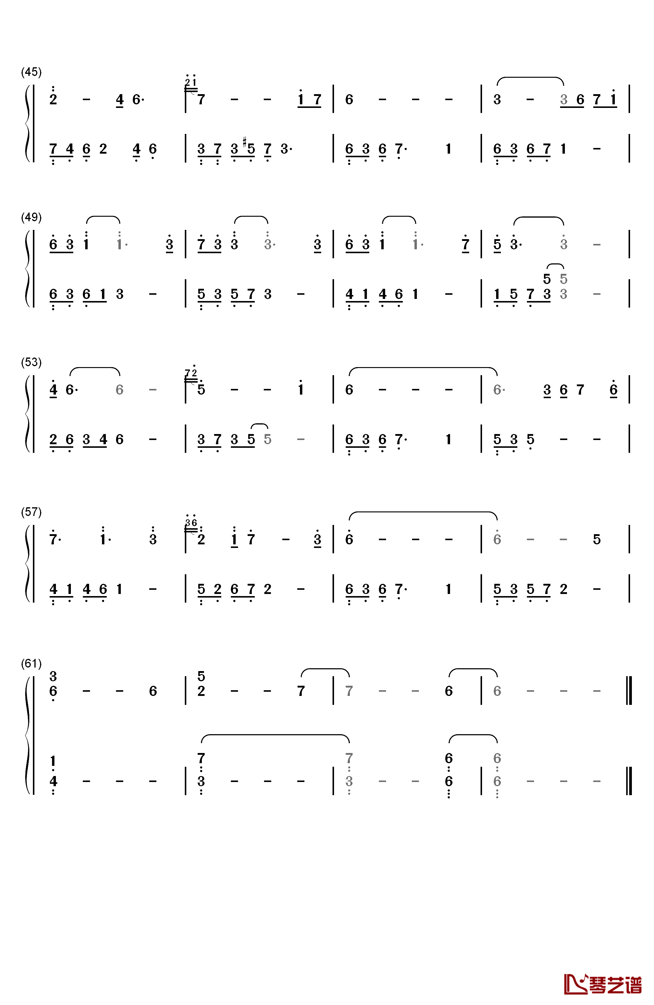 一封家书钢琴简谱-数字双手-石进3