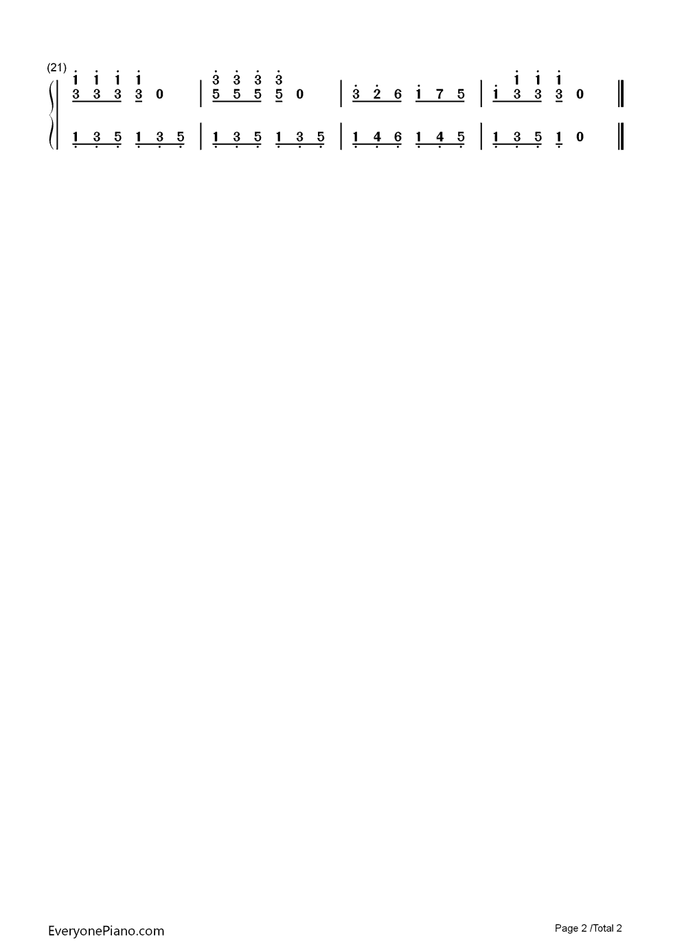 小曲钢琴简谱-数字双手-拜厄2